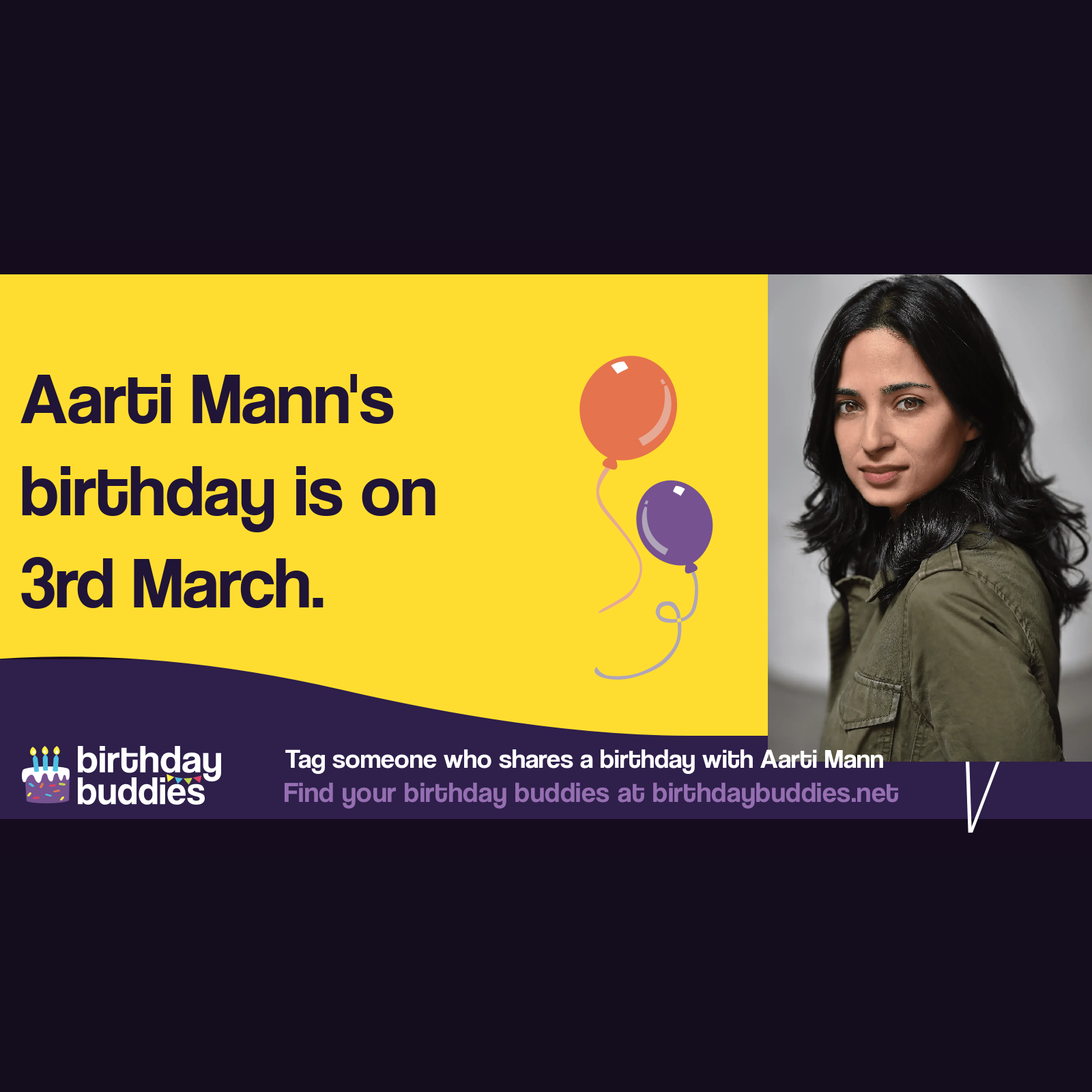 Aarti Mann’s birthday is 3rd March 1978