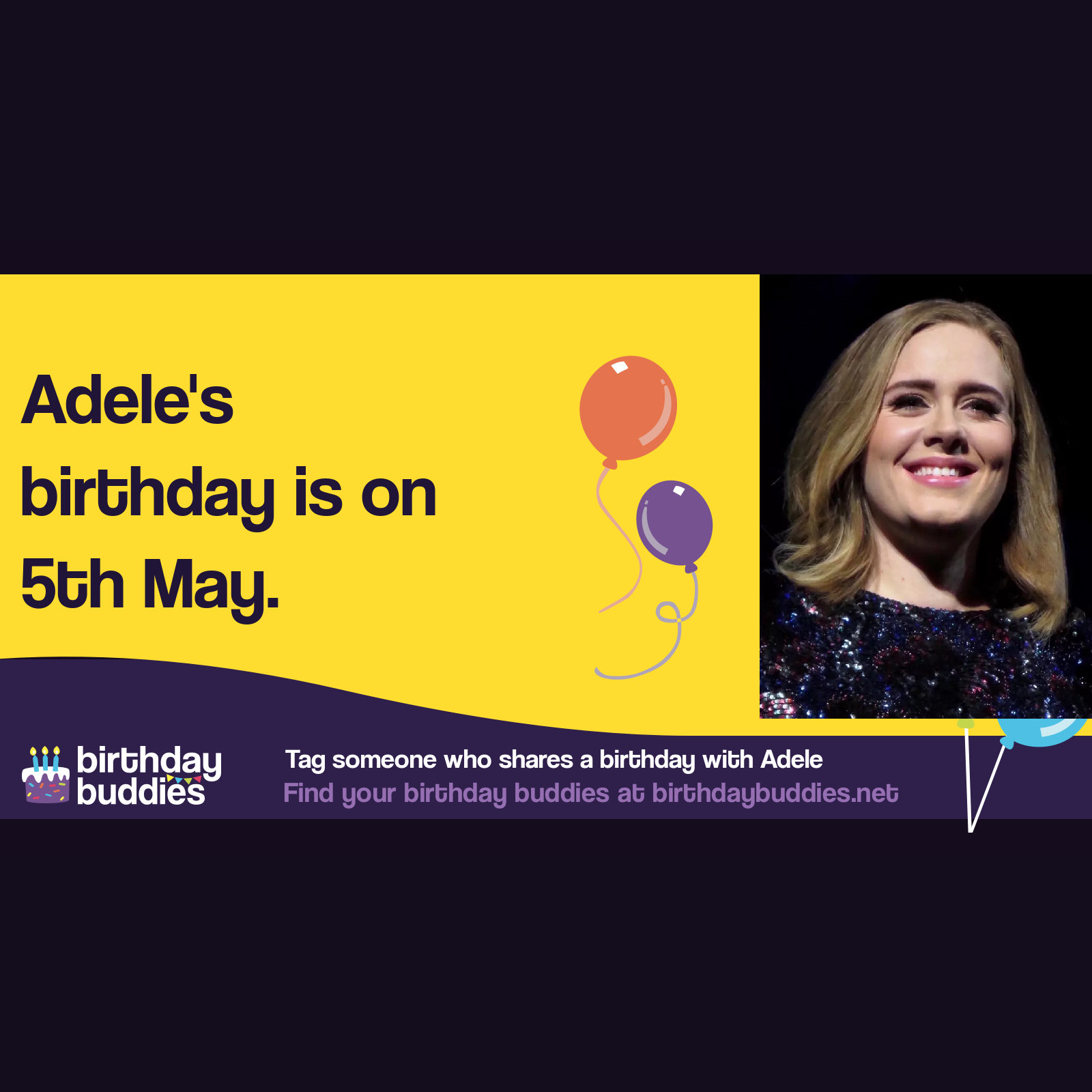 Adele’s birthday is 5th May 1988