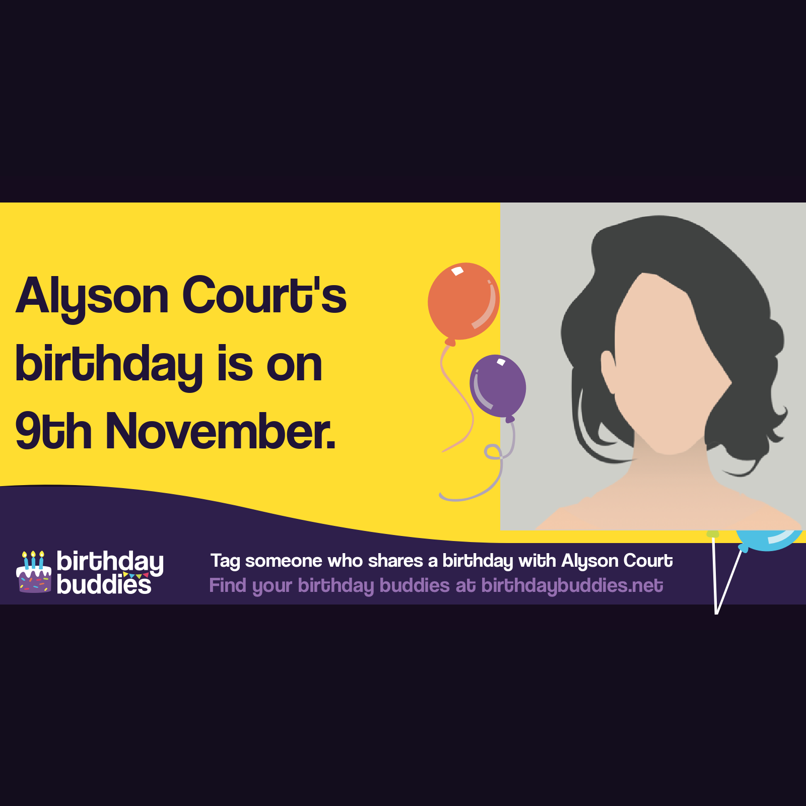 Alyson Court's birthday is 9th November 1973