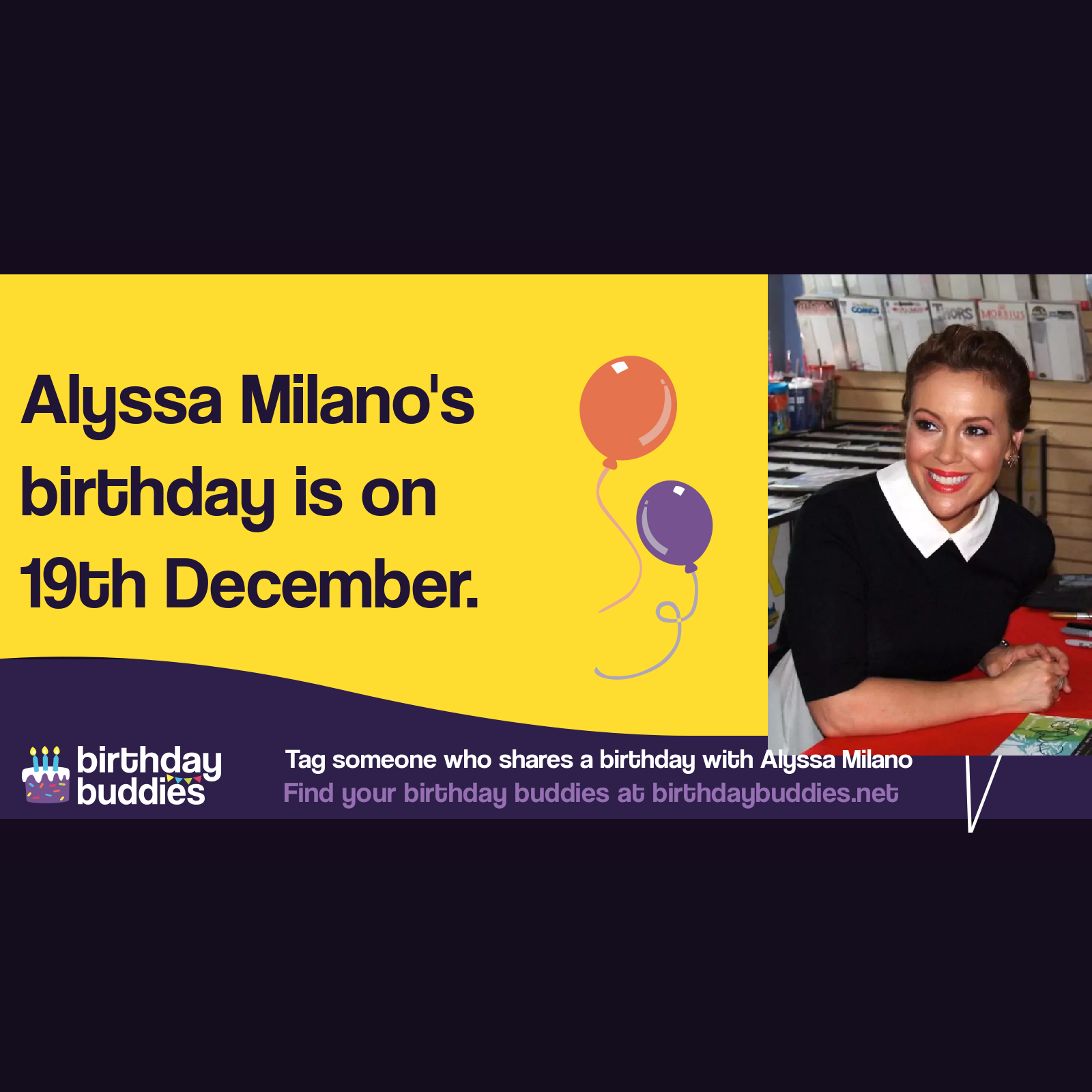 Alyssa Milano’s birthday is 19th December 1972