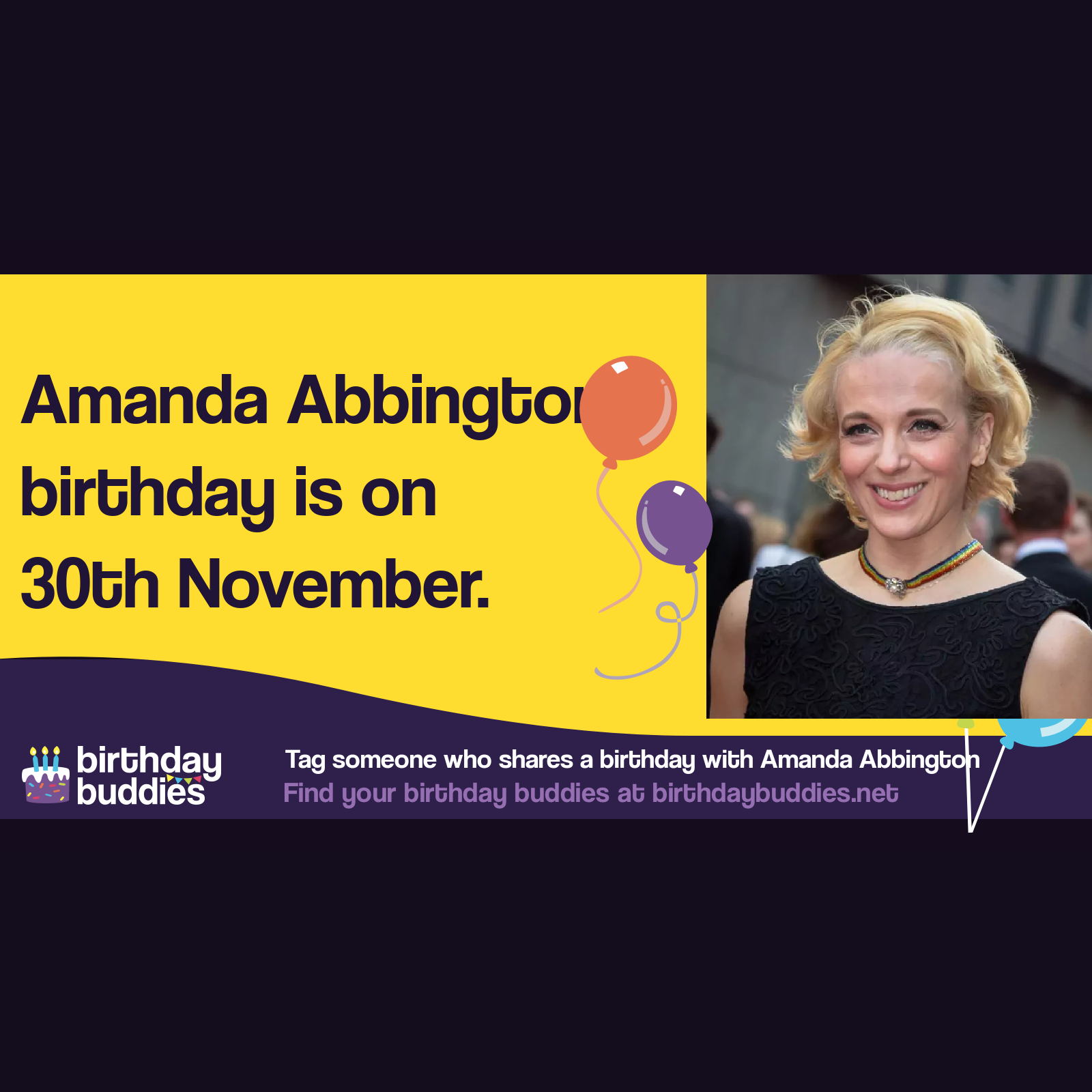 Amanda Abbington&rsquo;s birthday is 30th November 1973