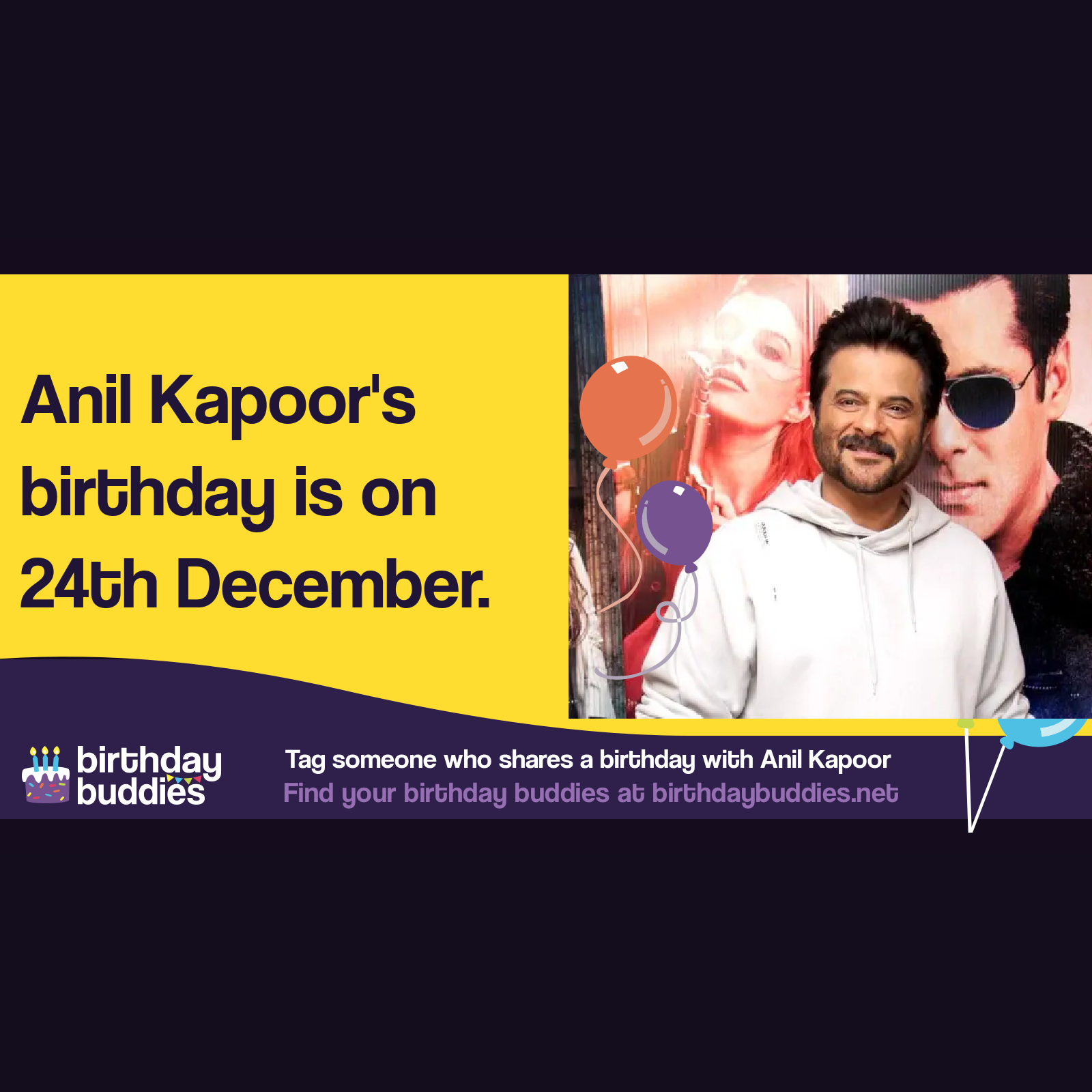 Anil Kapoor's birthday is 24th December 1956