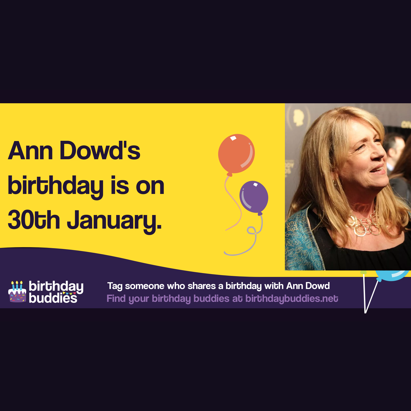 Ann Dowd’s birthday is 30th January 1956
