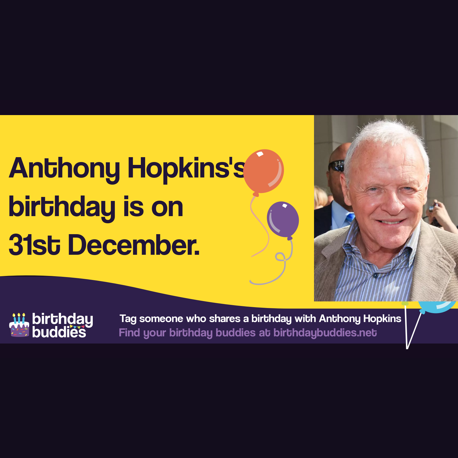 Anthony Hopkins’s birthday is 31st December 1937