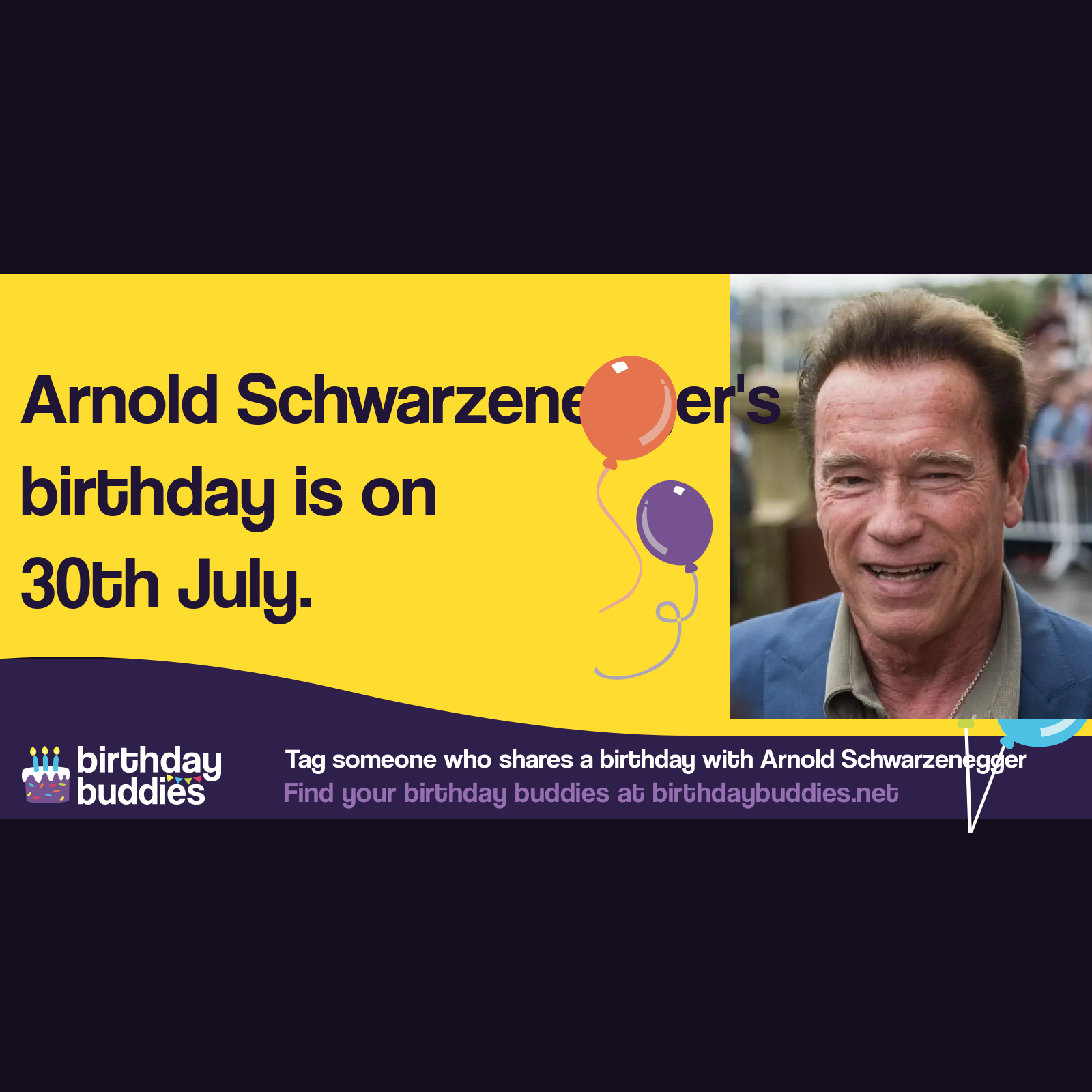 Arnold Schwarzenegger's birthday is 30th July 1947