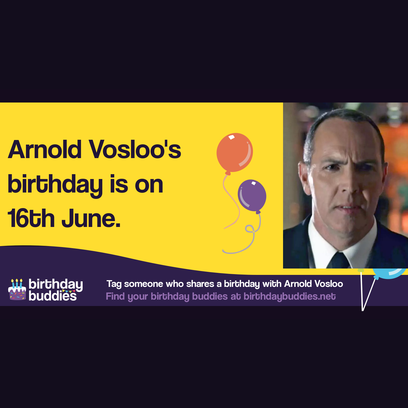 Arnold Vosloo’s birthday is 16th June 1962