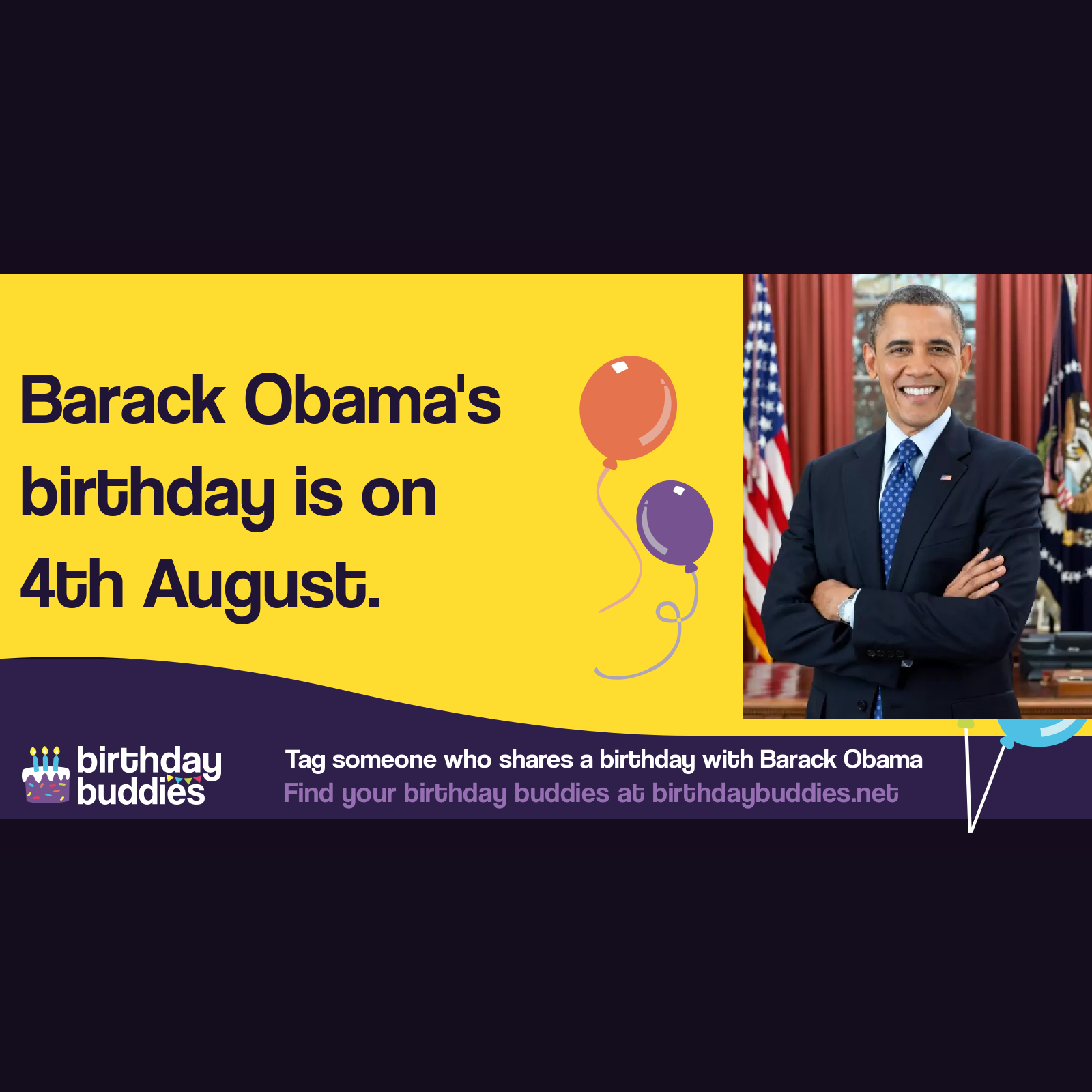 Barack Obama's birthday is 4th August 1961 
