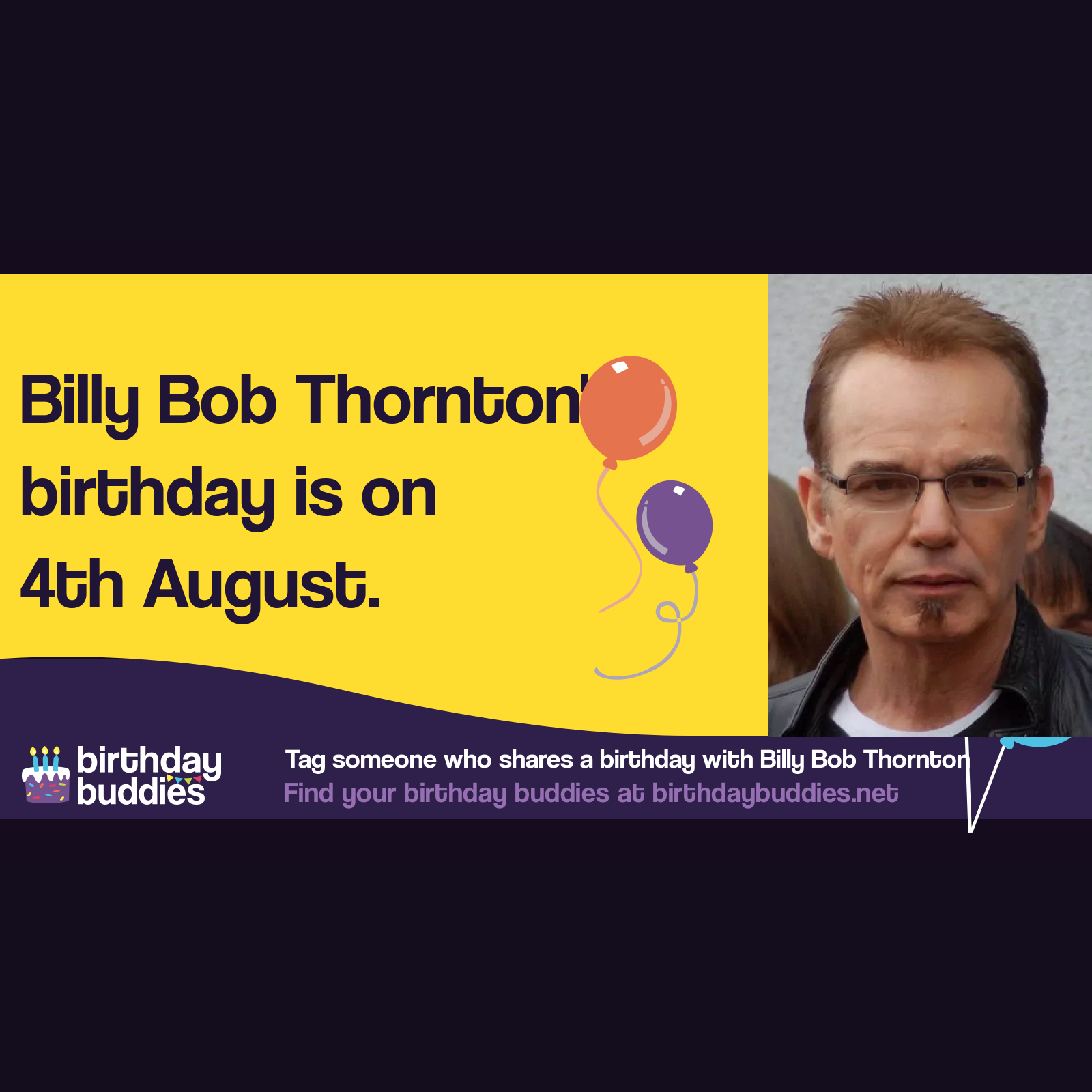 Billy Bob Thornton's birthday is 4th August 1955