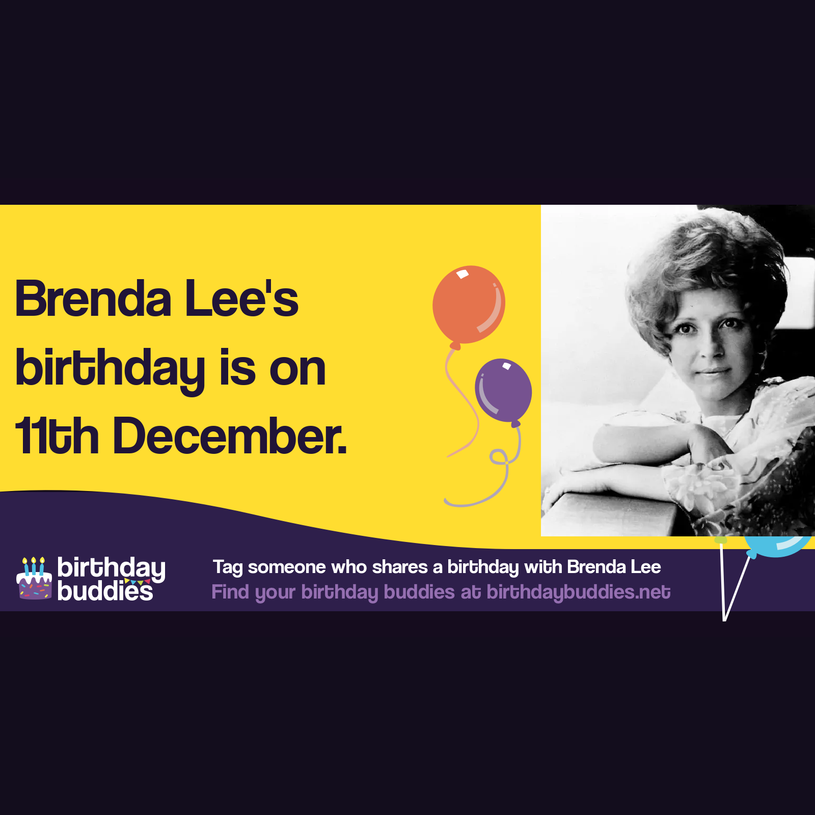 Brenda Lee’s birthday is 11th December 1944