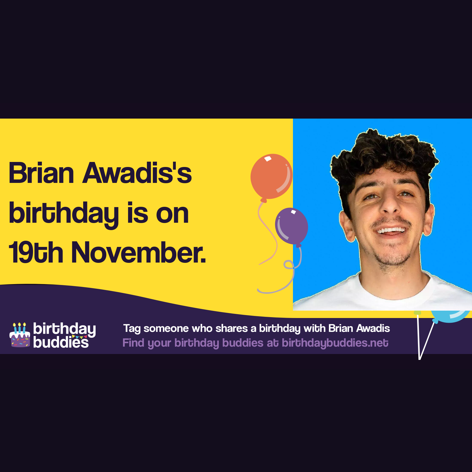 Brian Awadis's birthday is 19th November 1996