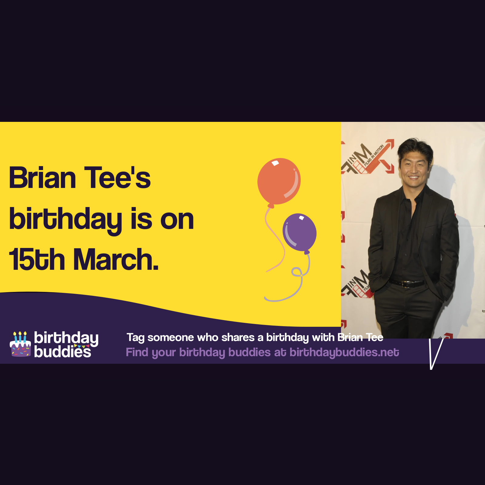 Brian Tee's birthday is 15th March 1977