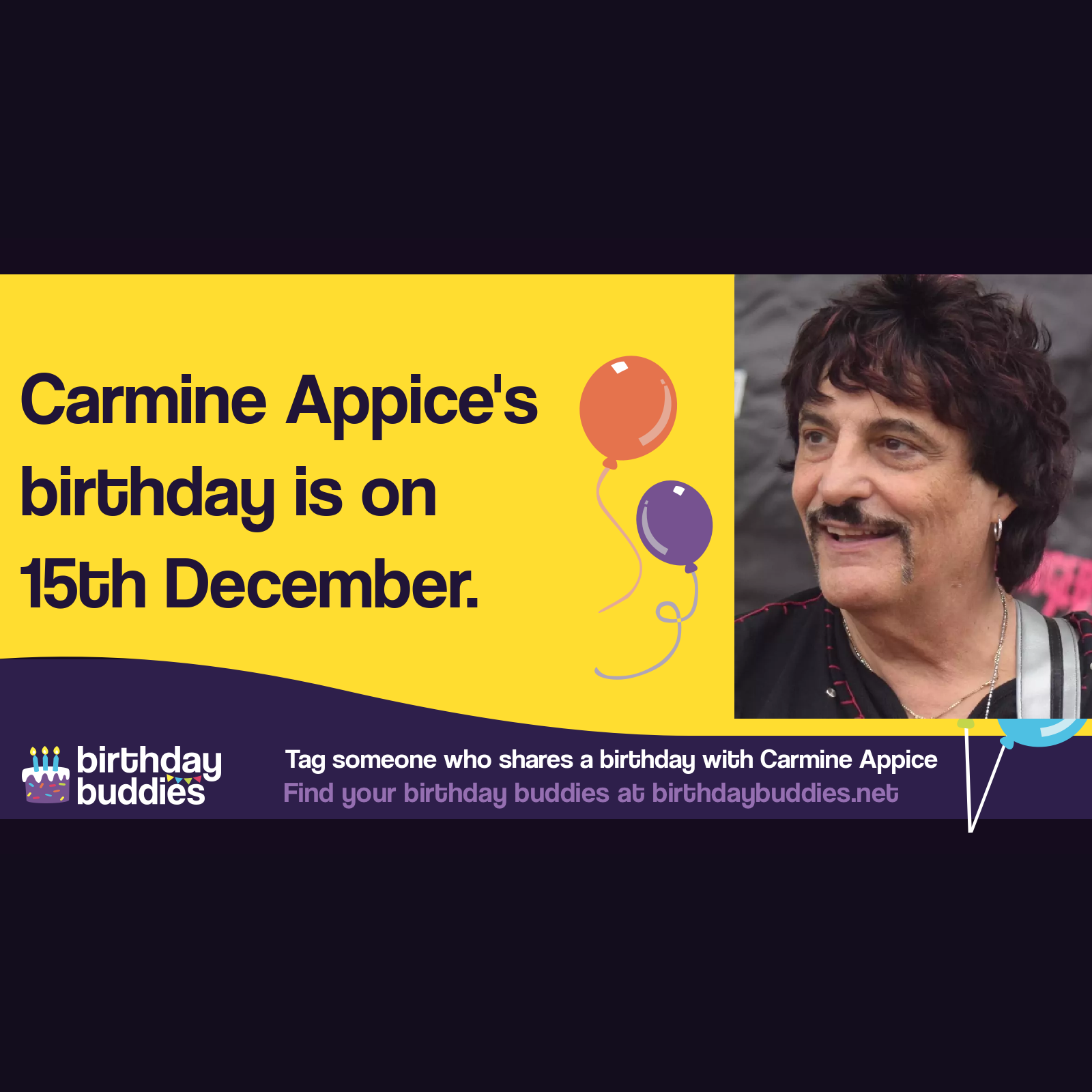 Carmine Appice’s birthday is 15th December 1946