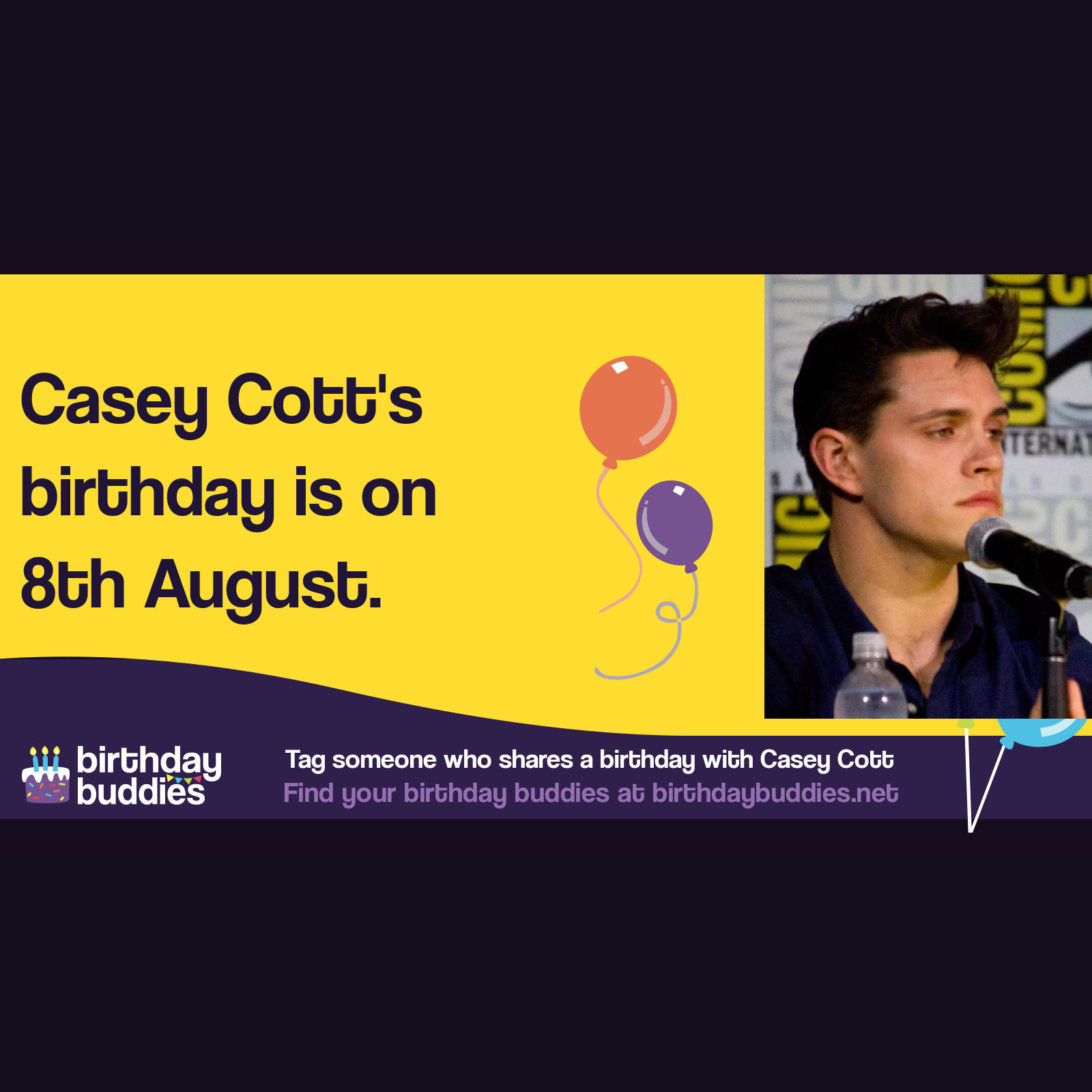 Casey Cott’s birthday is 8th August 1992