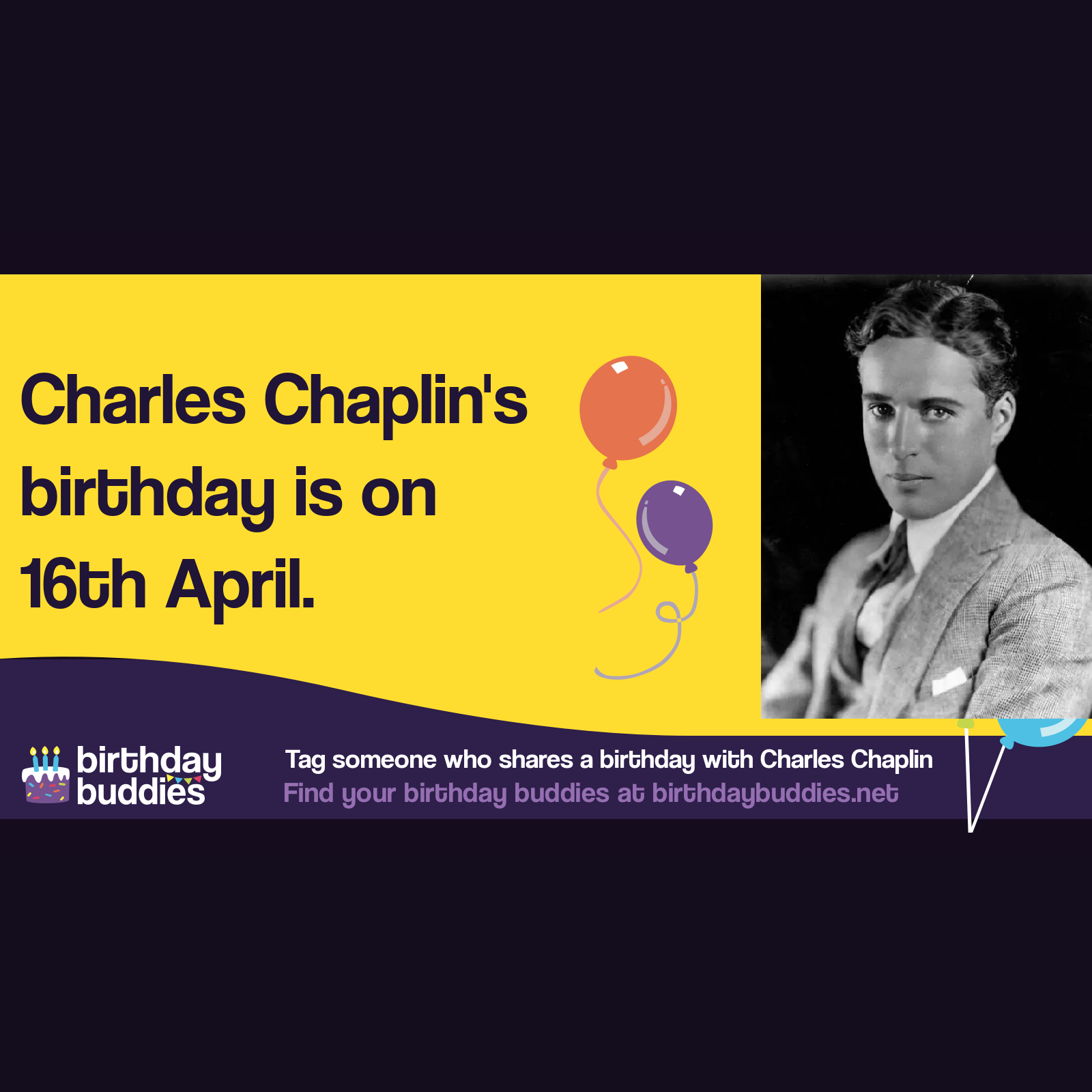 Charles Chaplin’s birthday was 16th April 1889