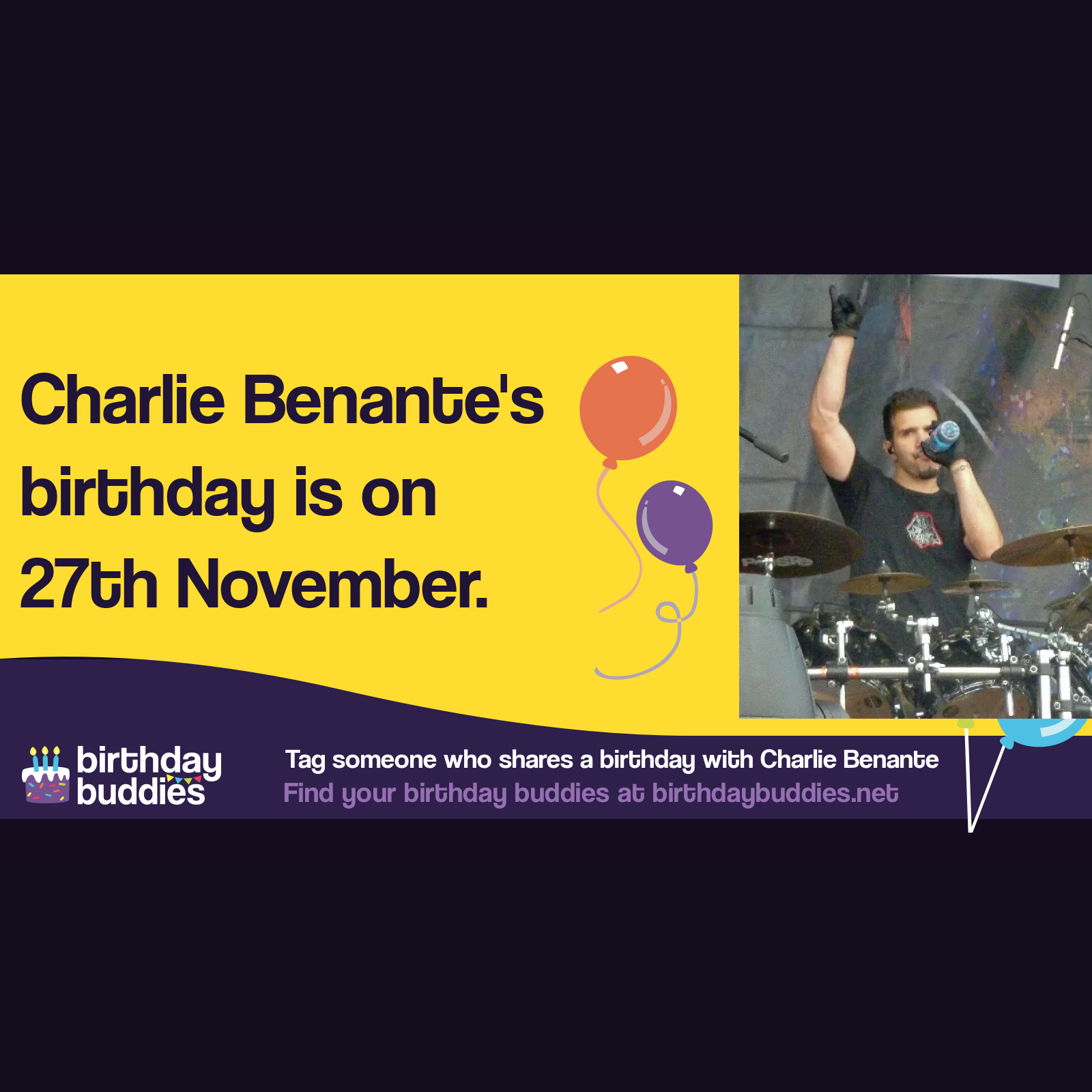 Charlie Benante’s birthday is 27th November 1962