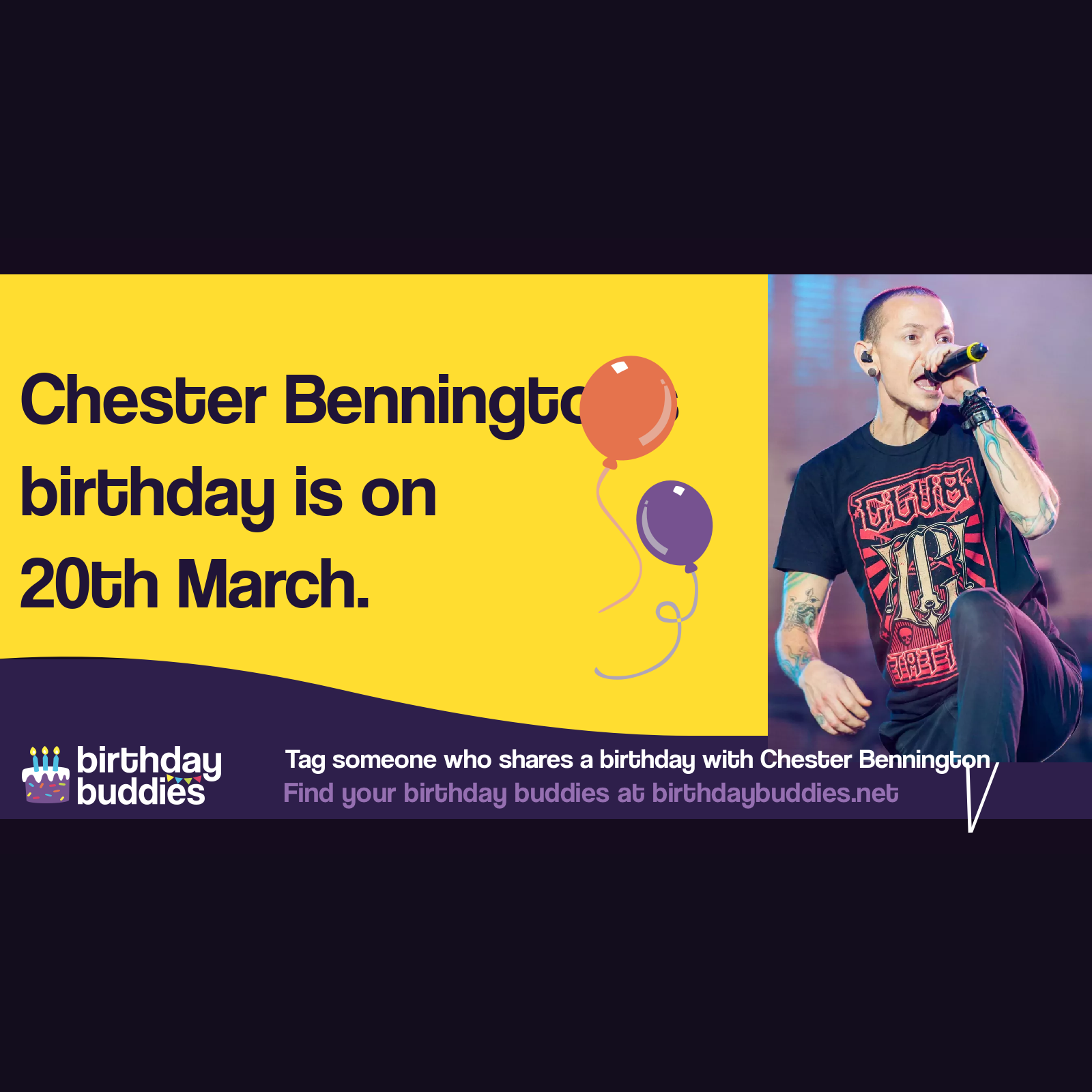 Chester Bennington’s birthday was 20th March 1976