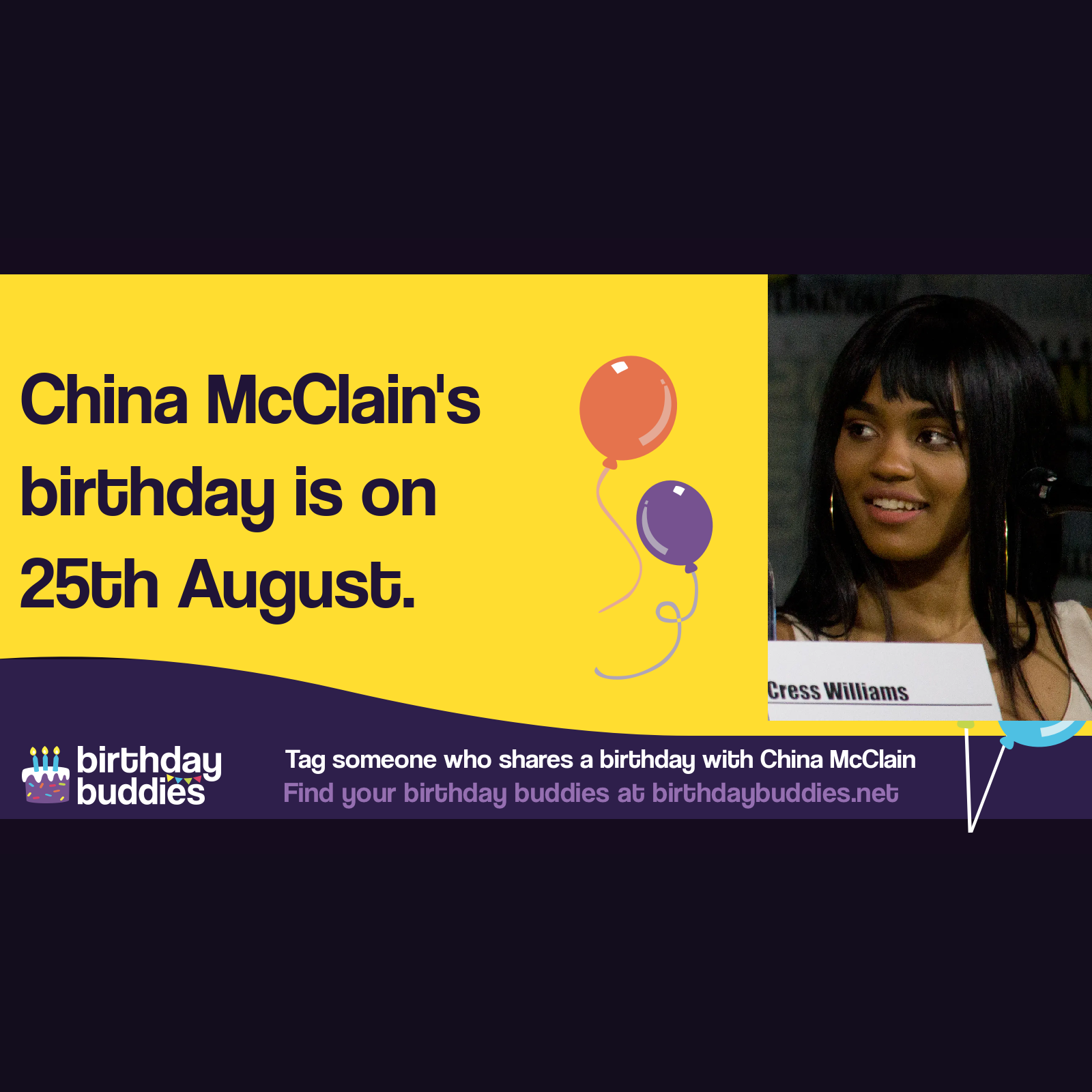 China McClain’s birthday is 25th August 1998