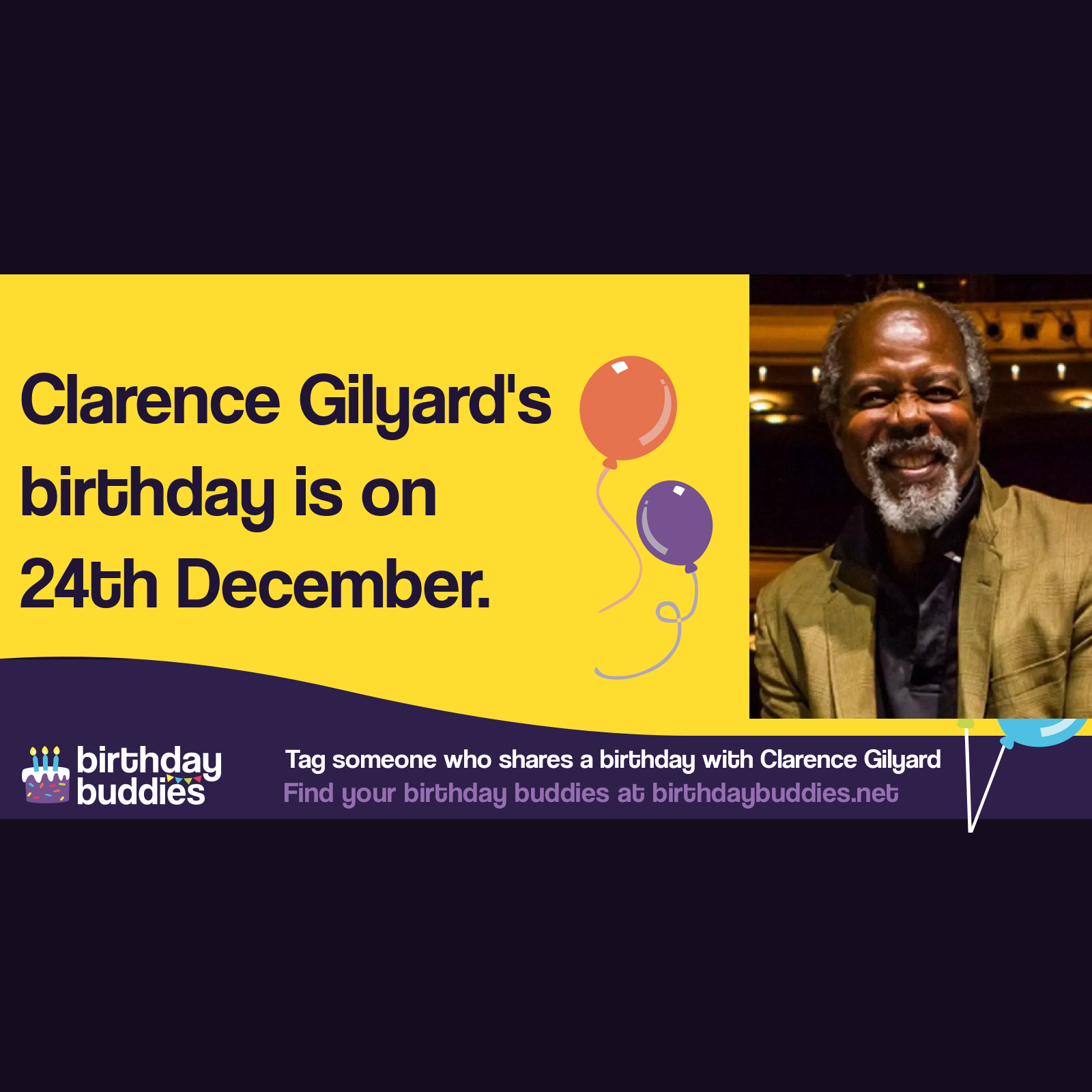 Clarence Gilyard's birthday was 24th December 1955