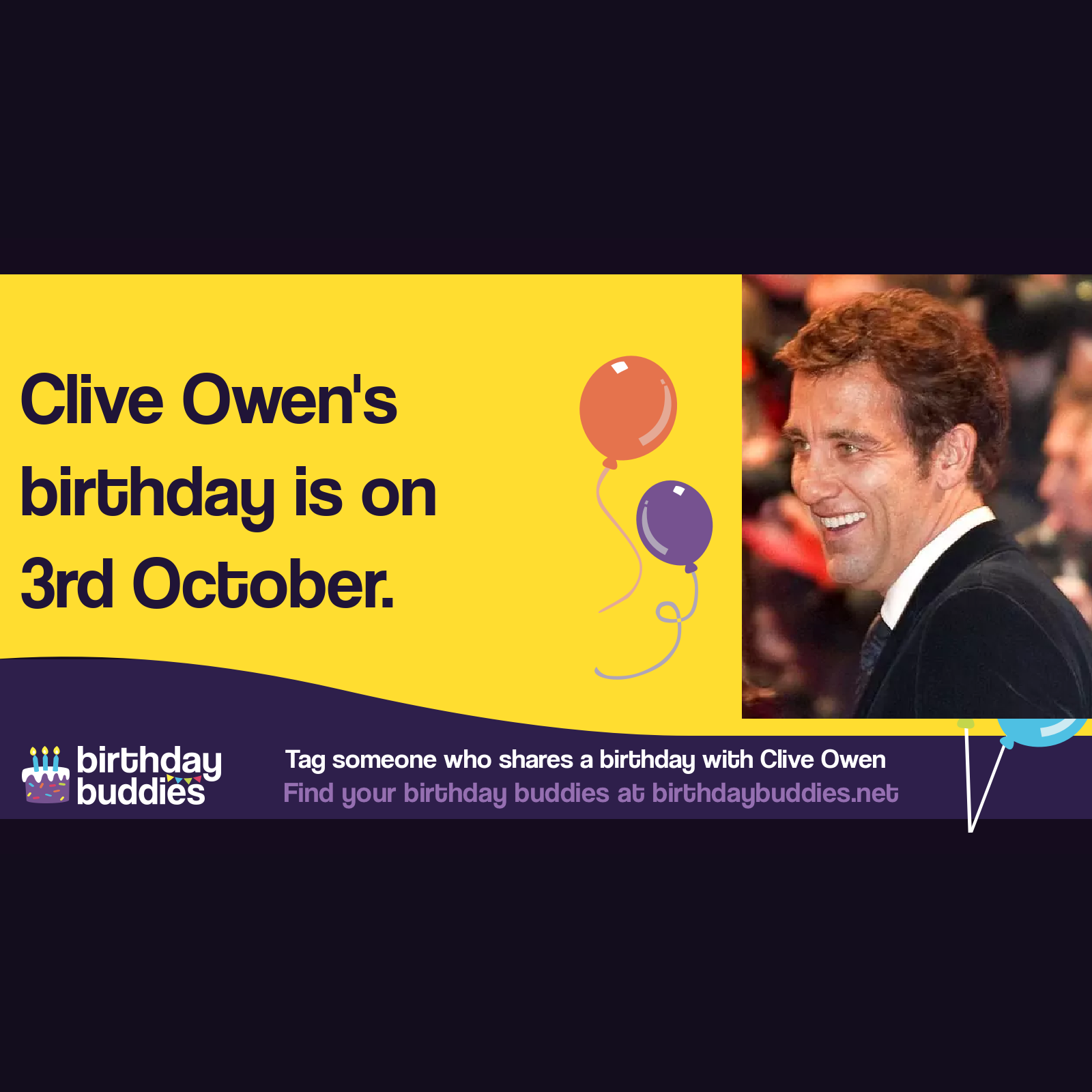 Clive Owen’s birthday is 3rd October 1964