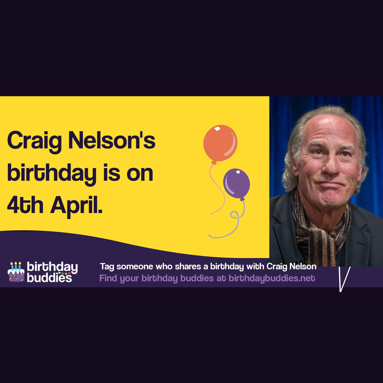 Craig Nelson's birthday is 4th April 1944
