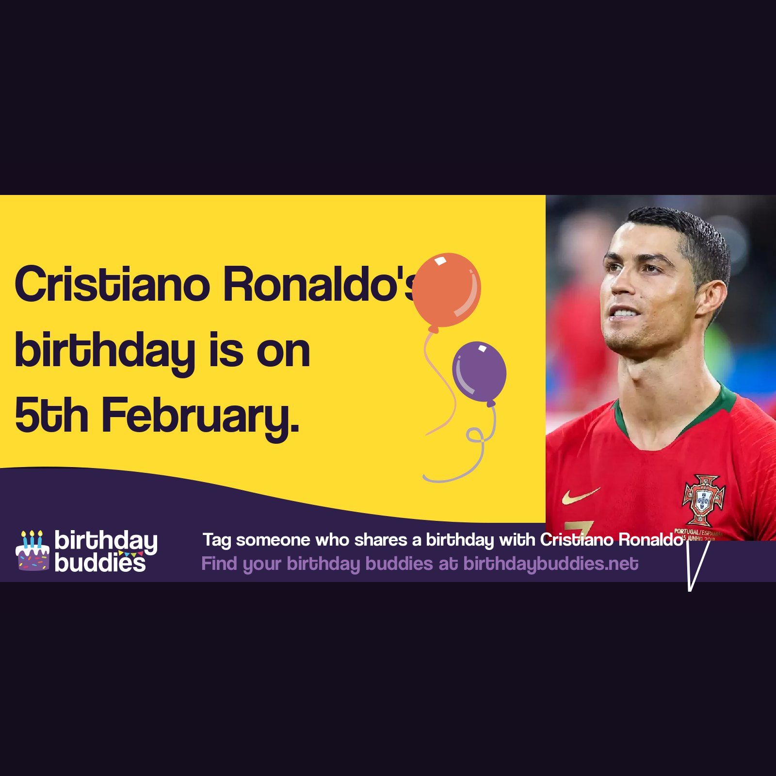 Cristiano Ronaldo’s birthday is 5th February 1985