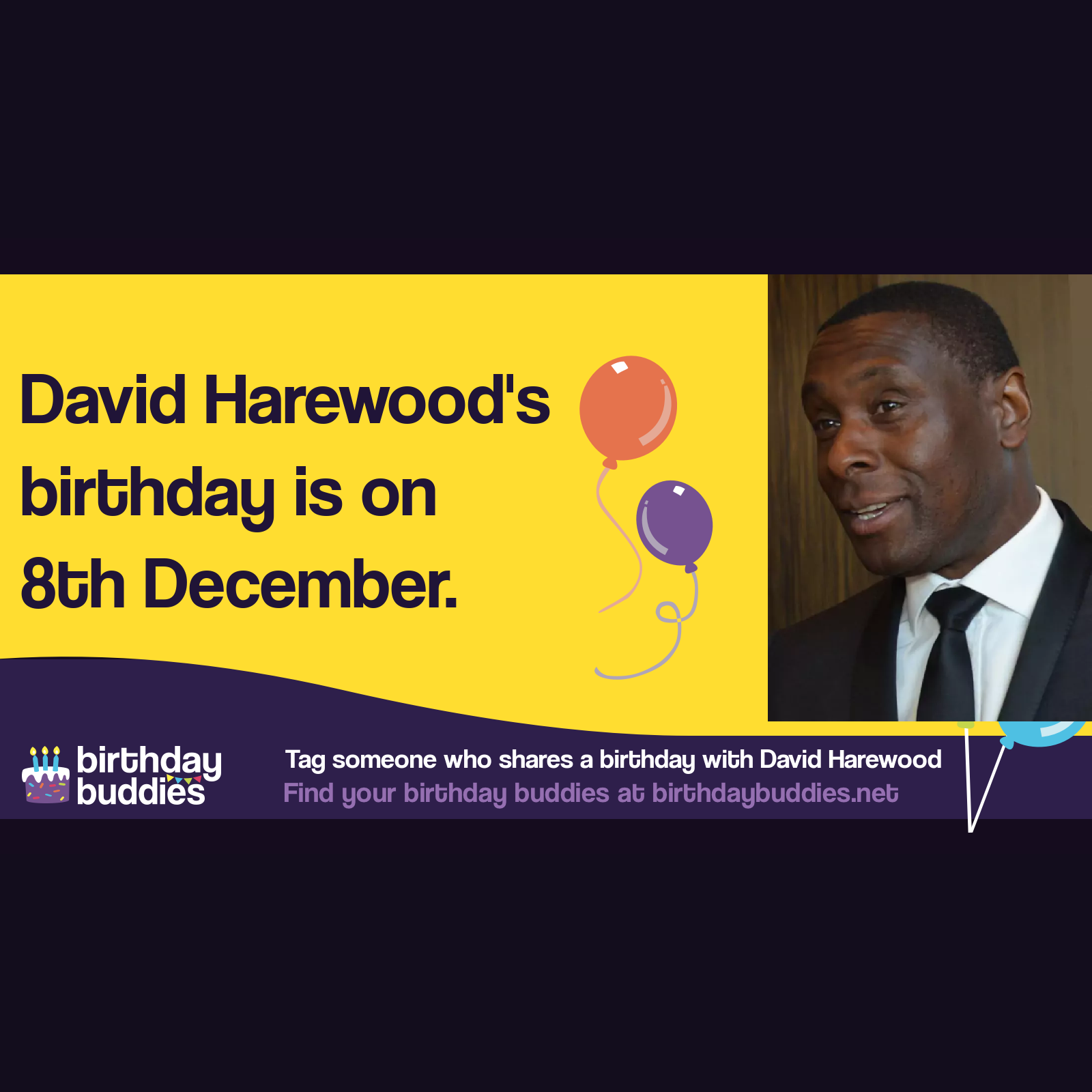 David Harewood’s birthday is 8th December 1965