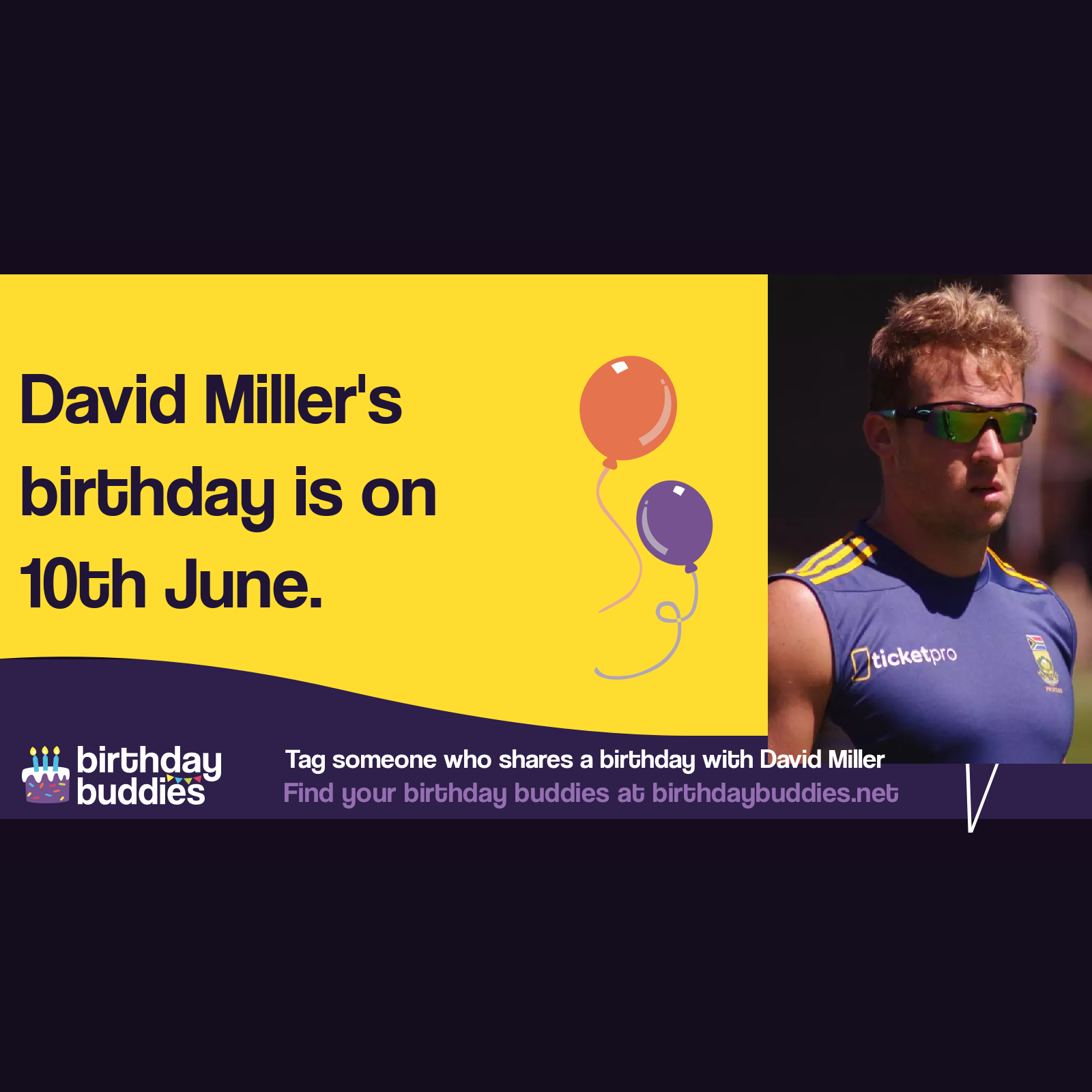 David Miller’s birthday is 10th June 1989