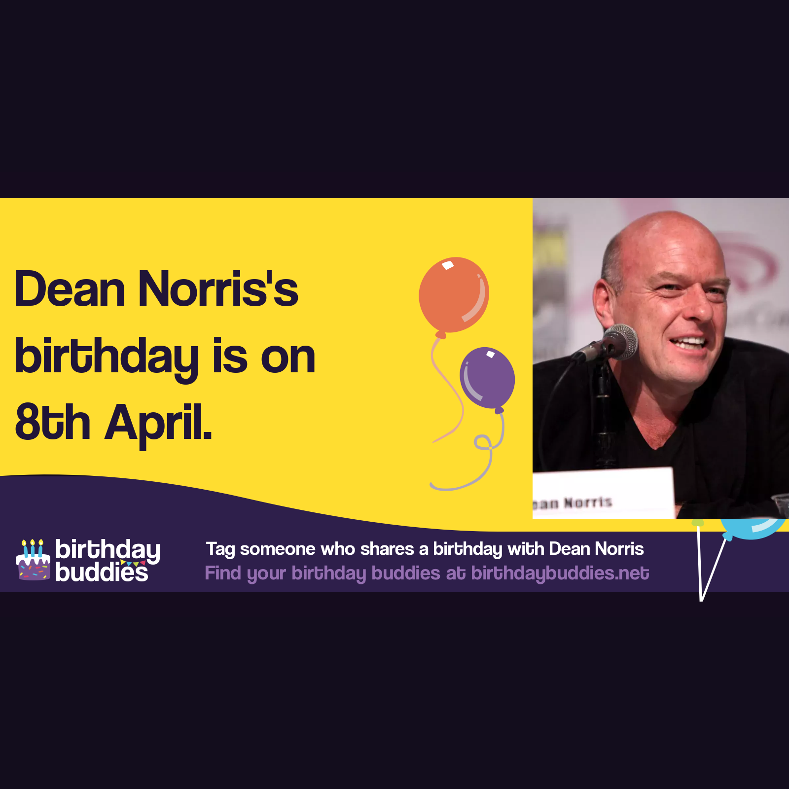 Dean Norris's birthday is 8th April 1963