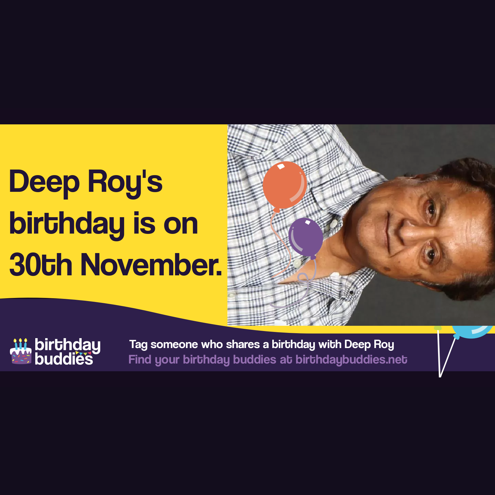 Deep Roy&rsquo;s birthday is 1st December 1957