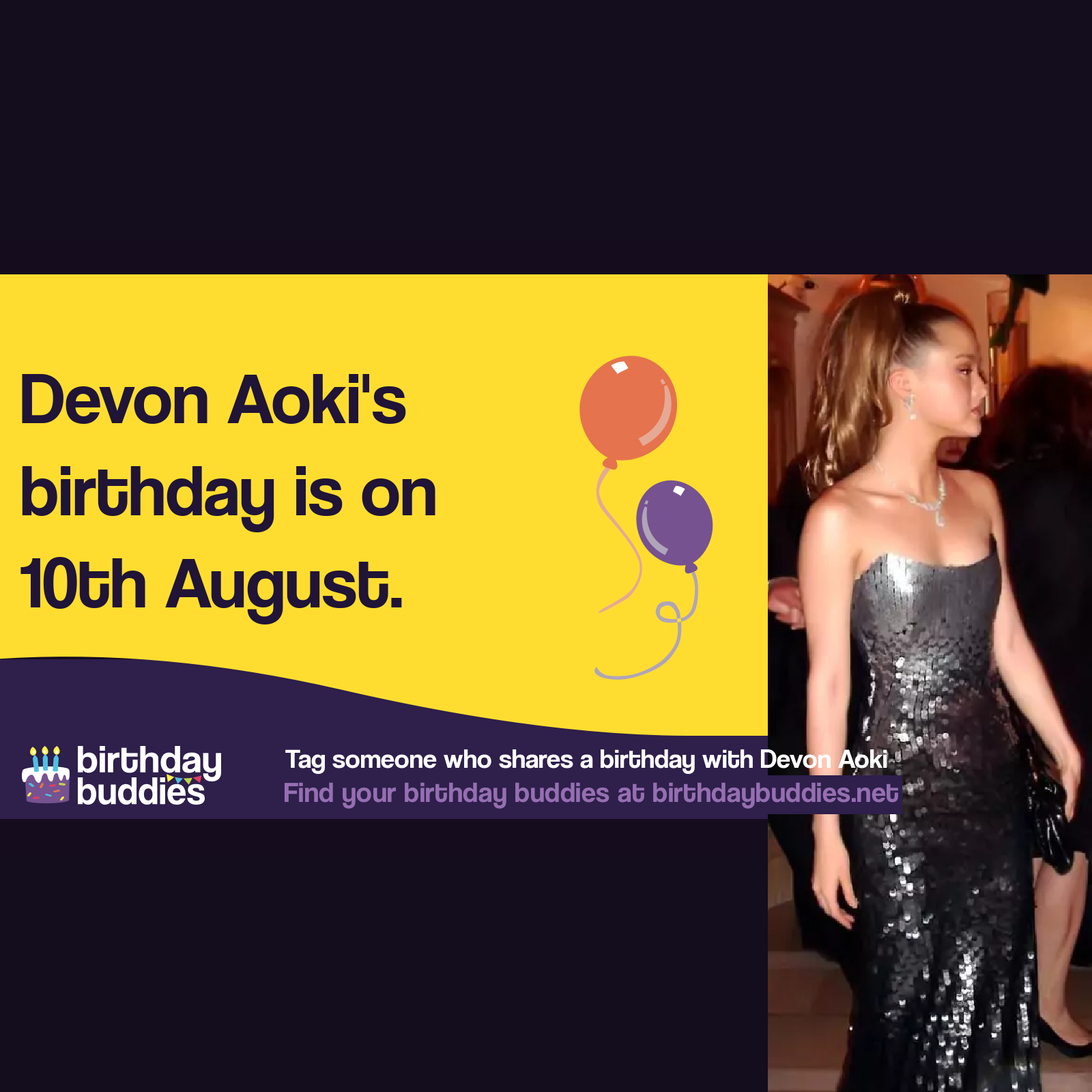 Devon Aoki's birthday is 10th August 1982