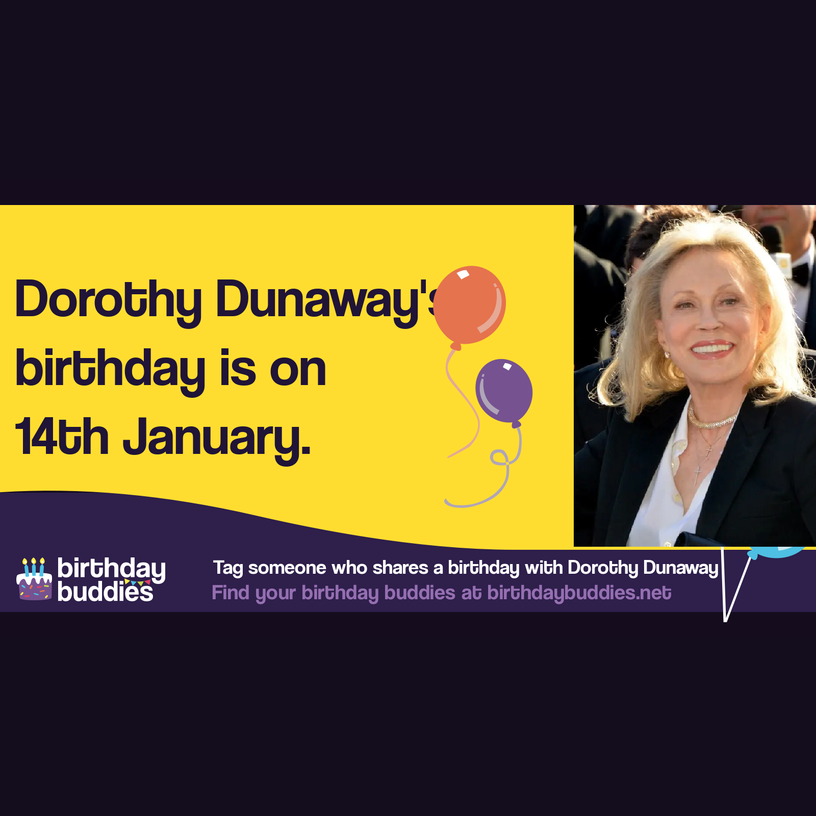Dorothy Dunaway’s birthday is 14th January 1941