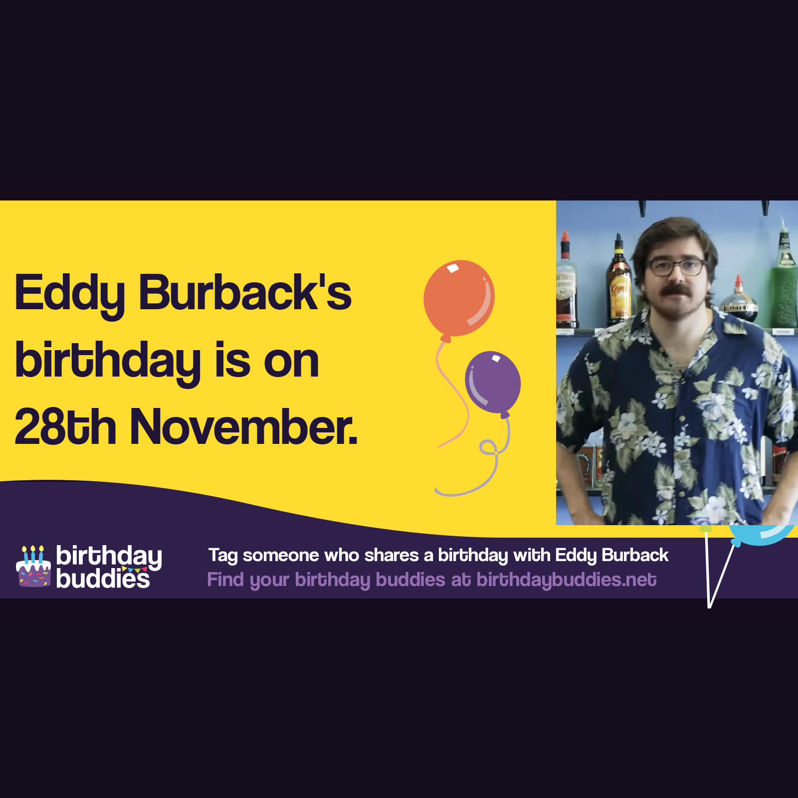 Eddy Burback's birthday is 28th November 1996