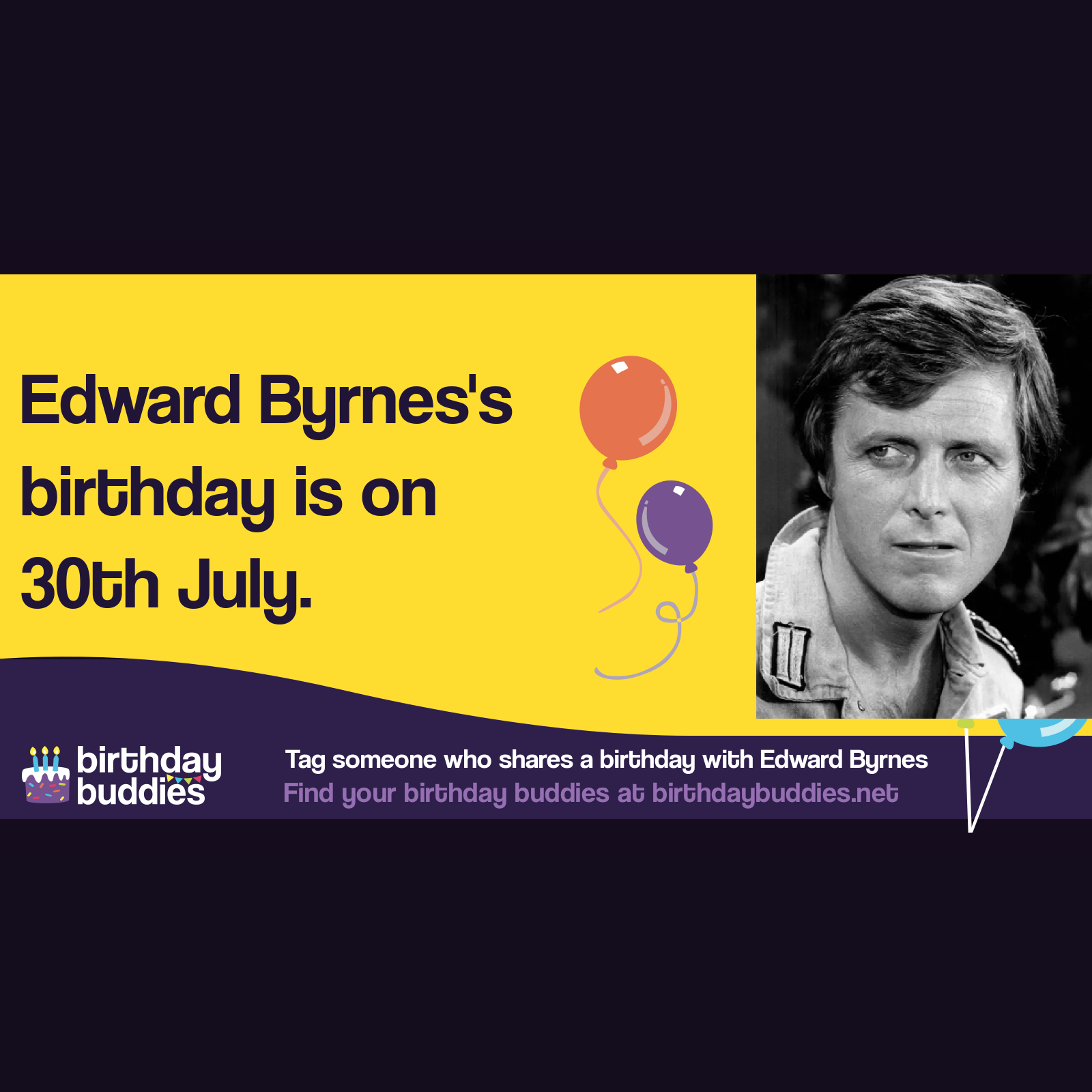 Edward Byrnes’s birthday was 30th July 1933