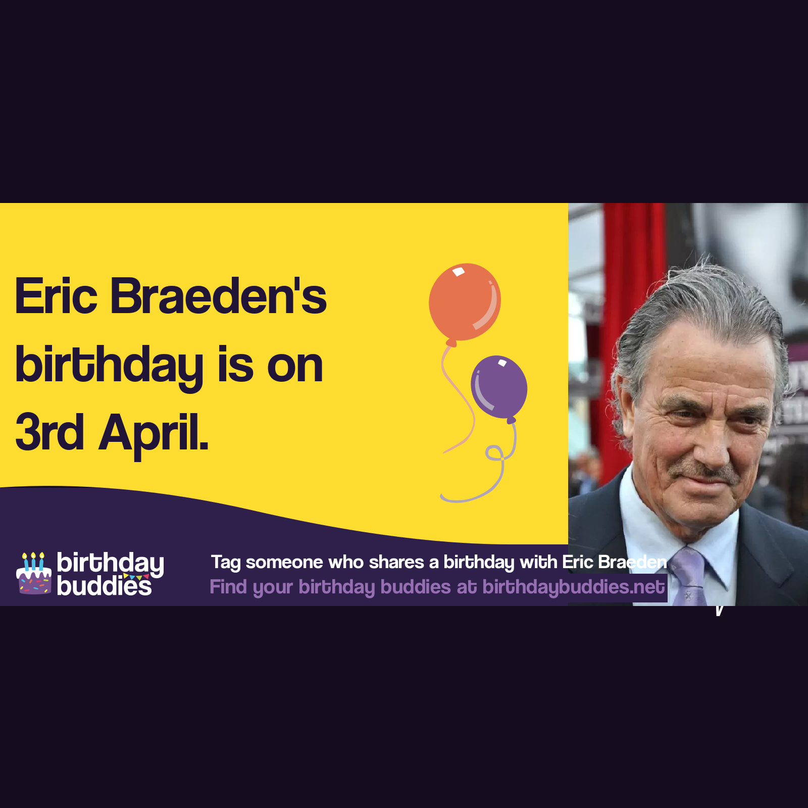 Eric Braeden's birthday is 3rd April 1941