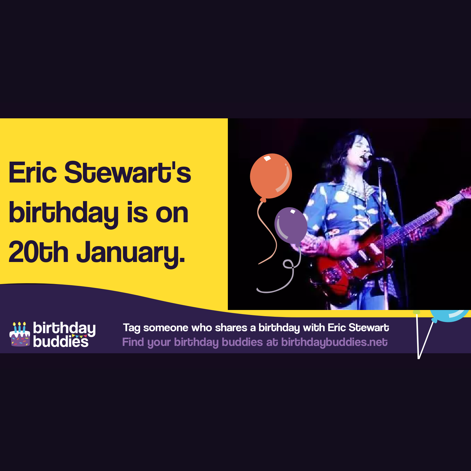 Eric Stewart's birthday is 20th January 1945