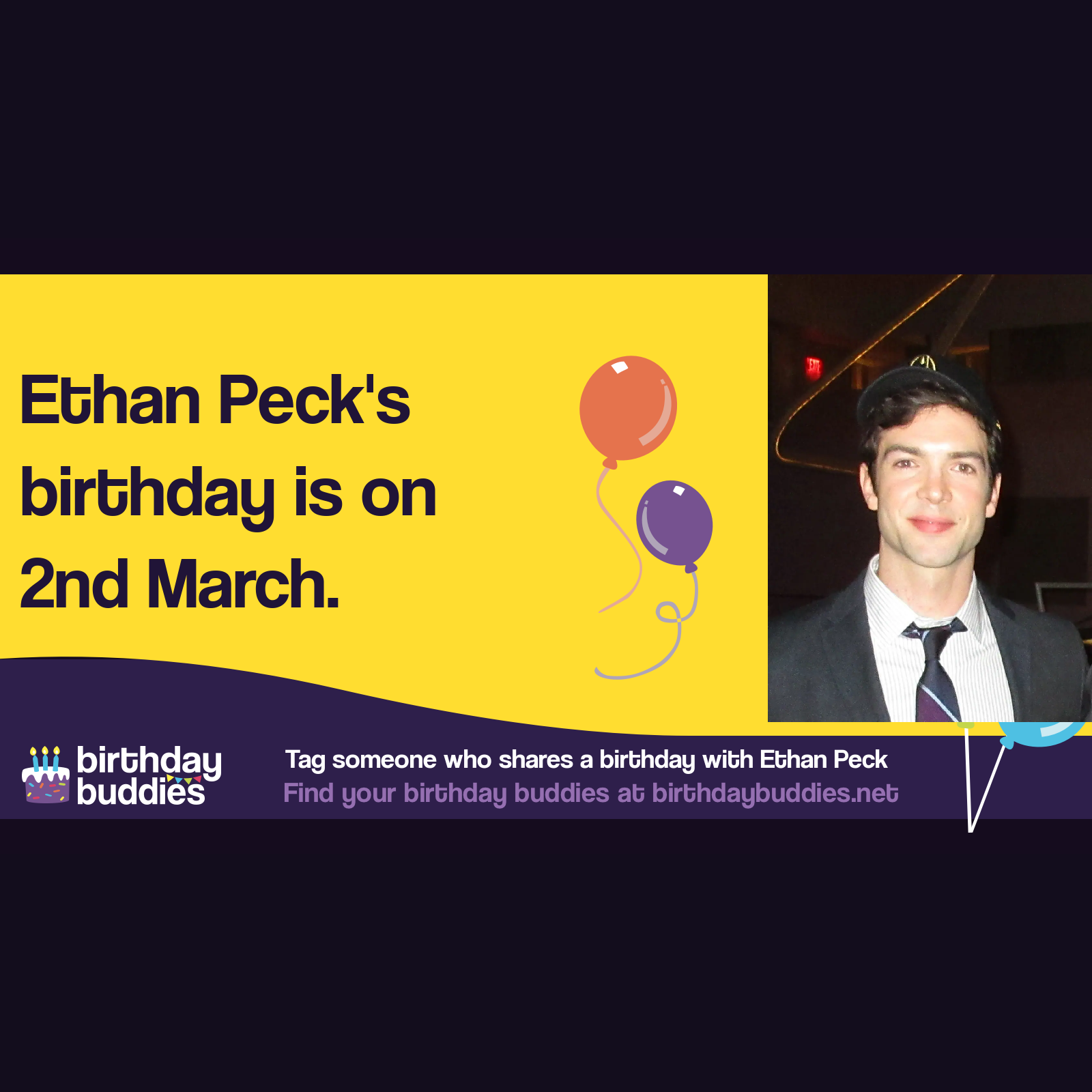 Ethan Peck's birthday is 2nd March 1986