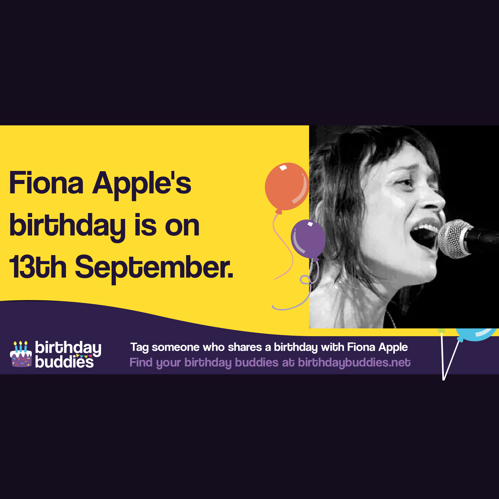 Fiona Apple's birthday is 13th September 1977