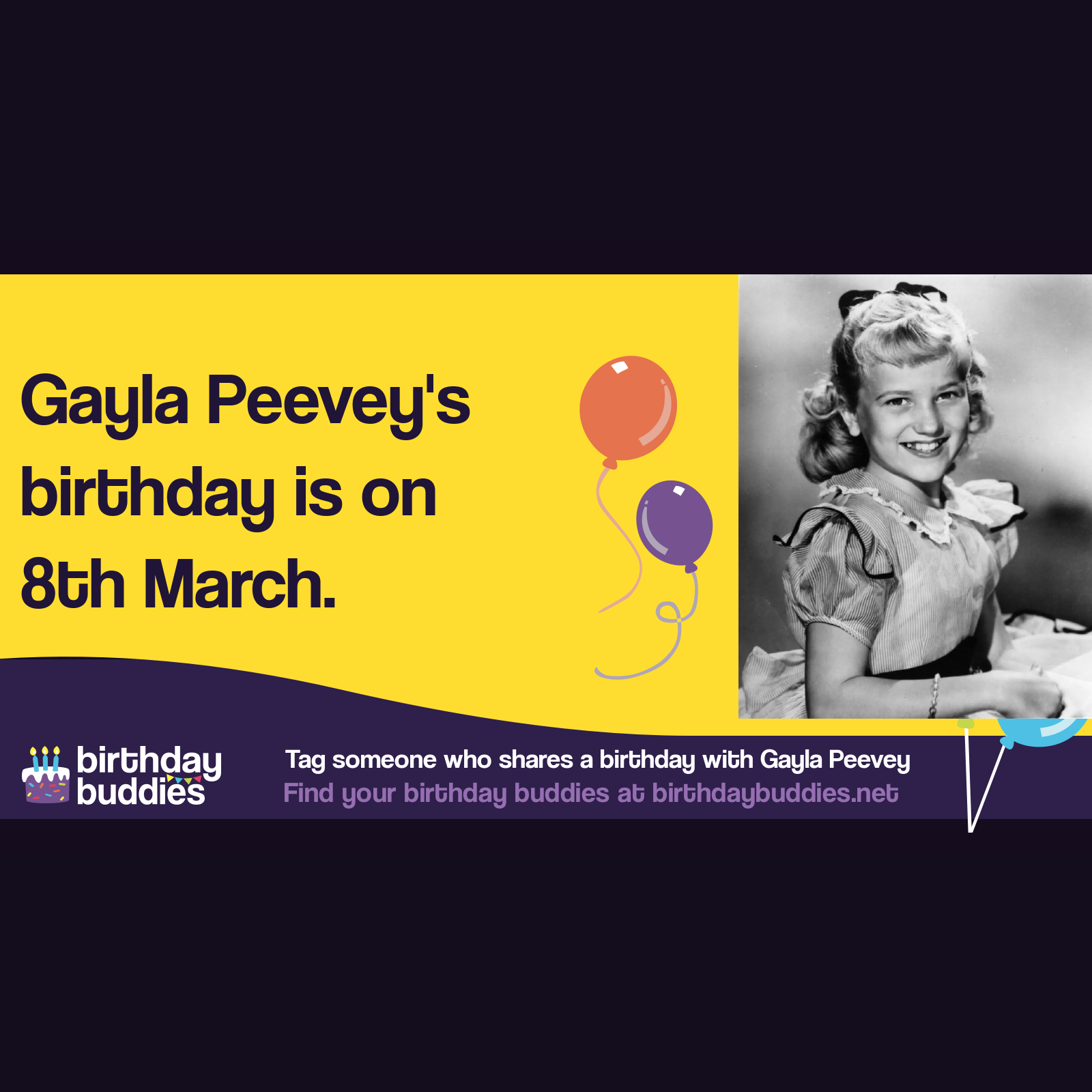 Gayla Peevey's birthday is 8th March 1943