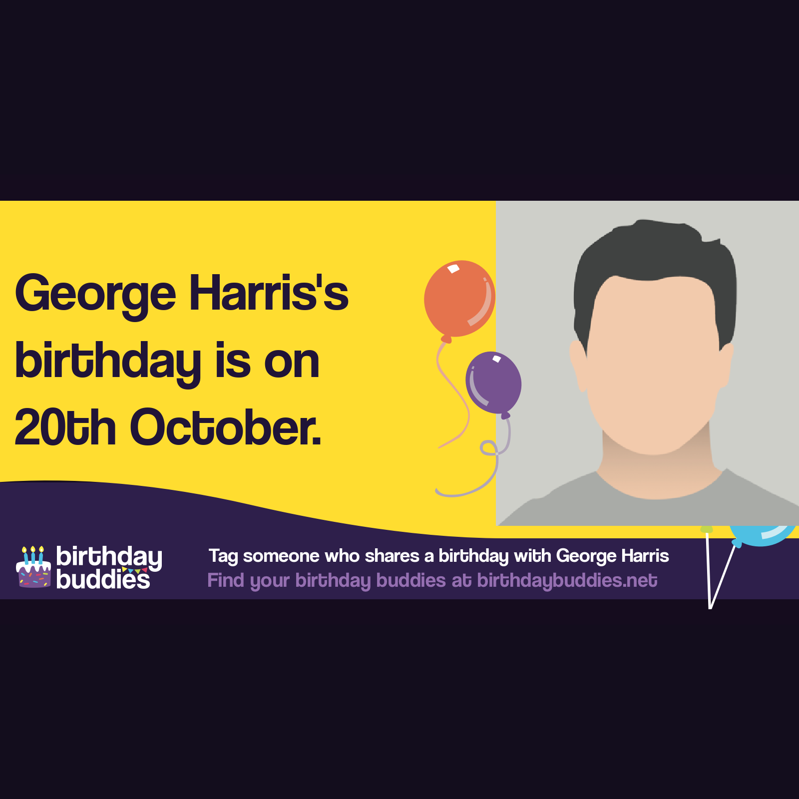 George Harris's birthday is 20th October 1949