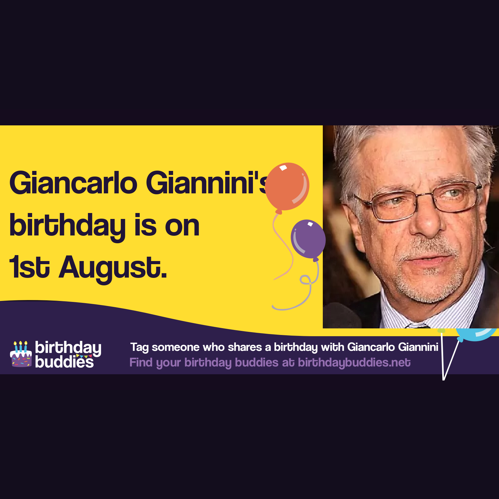 Giancarlo Giannini's birthday is 1st August 1942