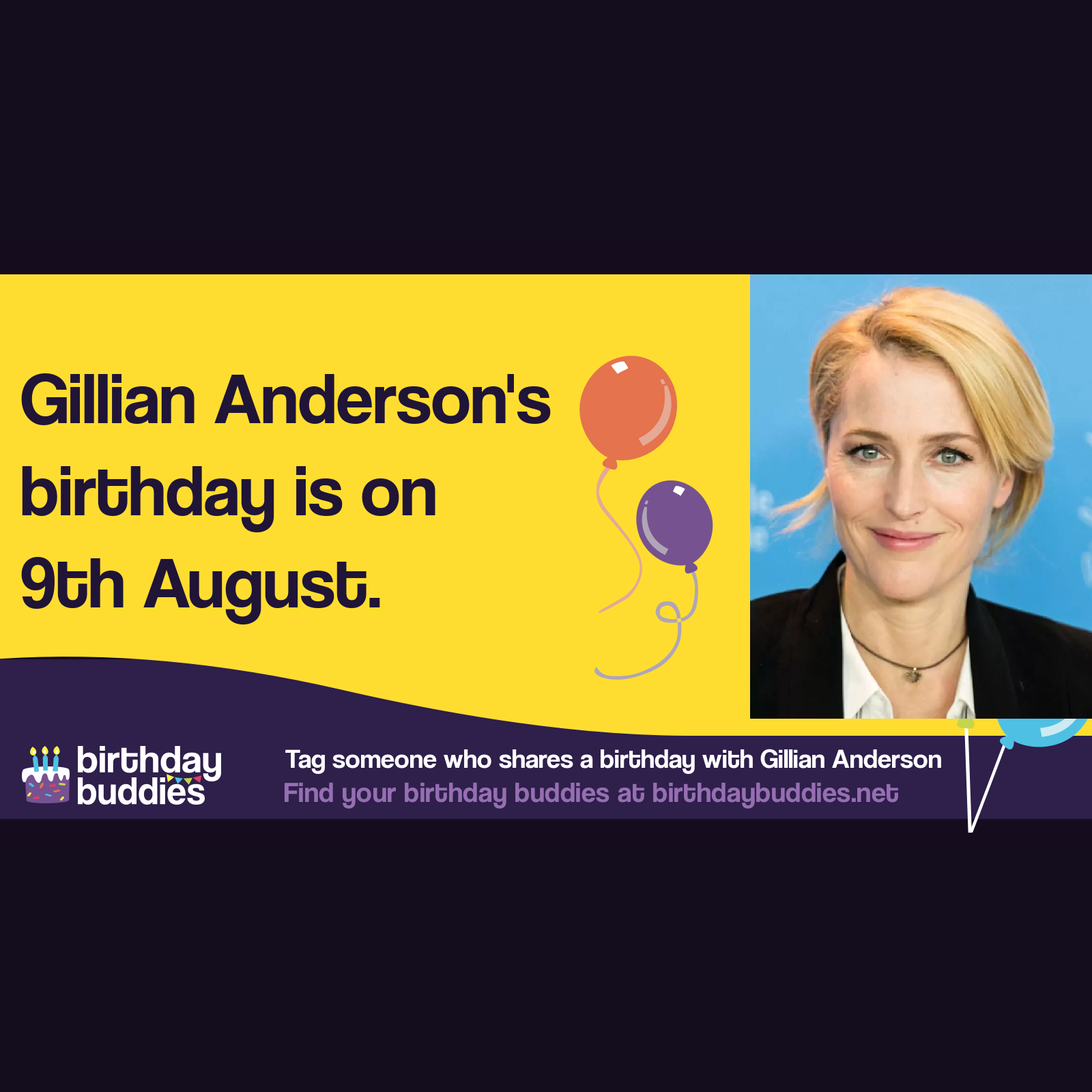 Gillian Anderson’s birthday is 9th August 1968
