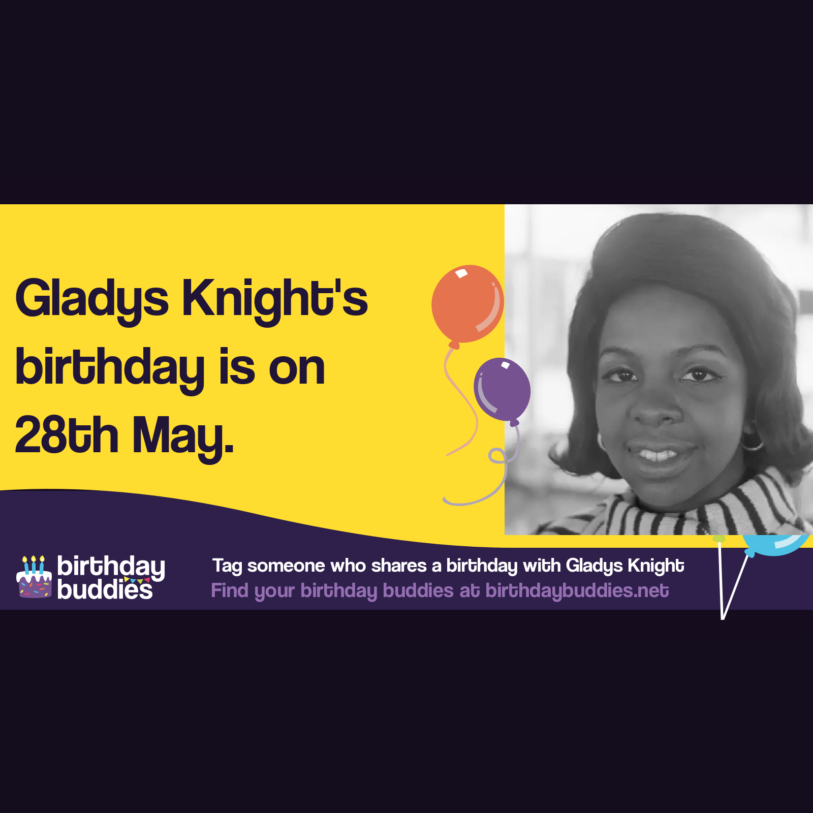 Gladys Knight's birthday is 28th May 1944