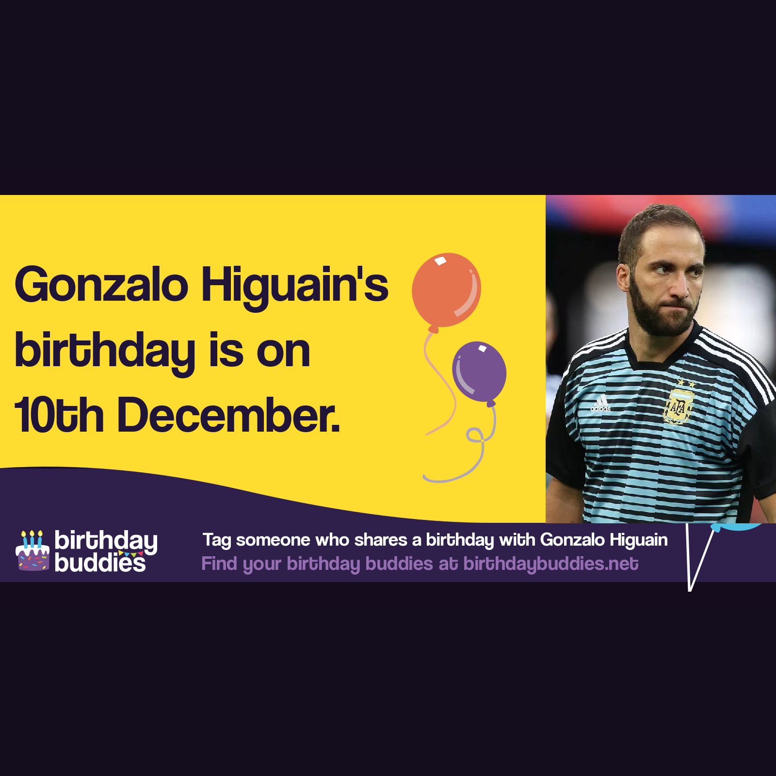 Gonzalo Higuaín’s birthday is 10th December 1987