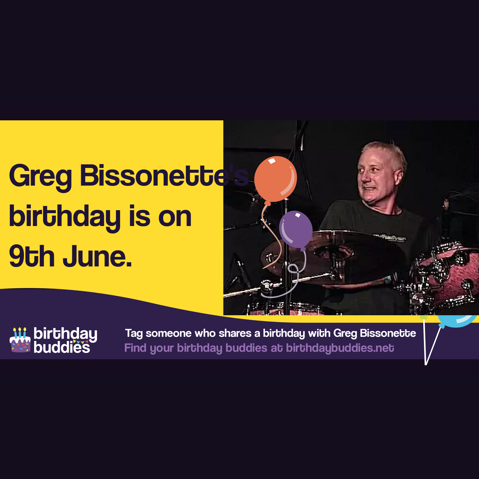 Greg Bissonette's birthday is 9th June 1959