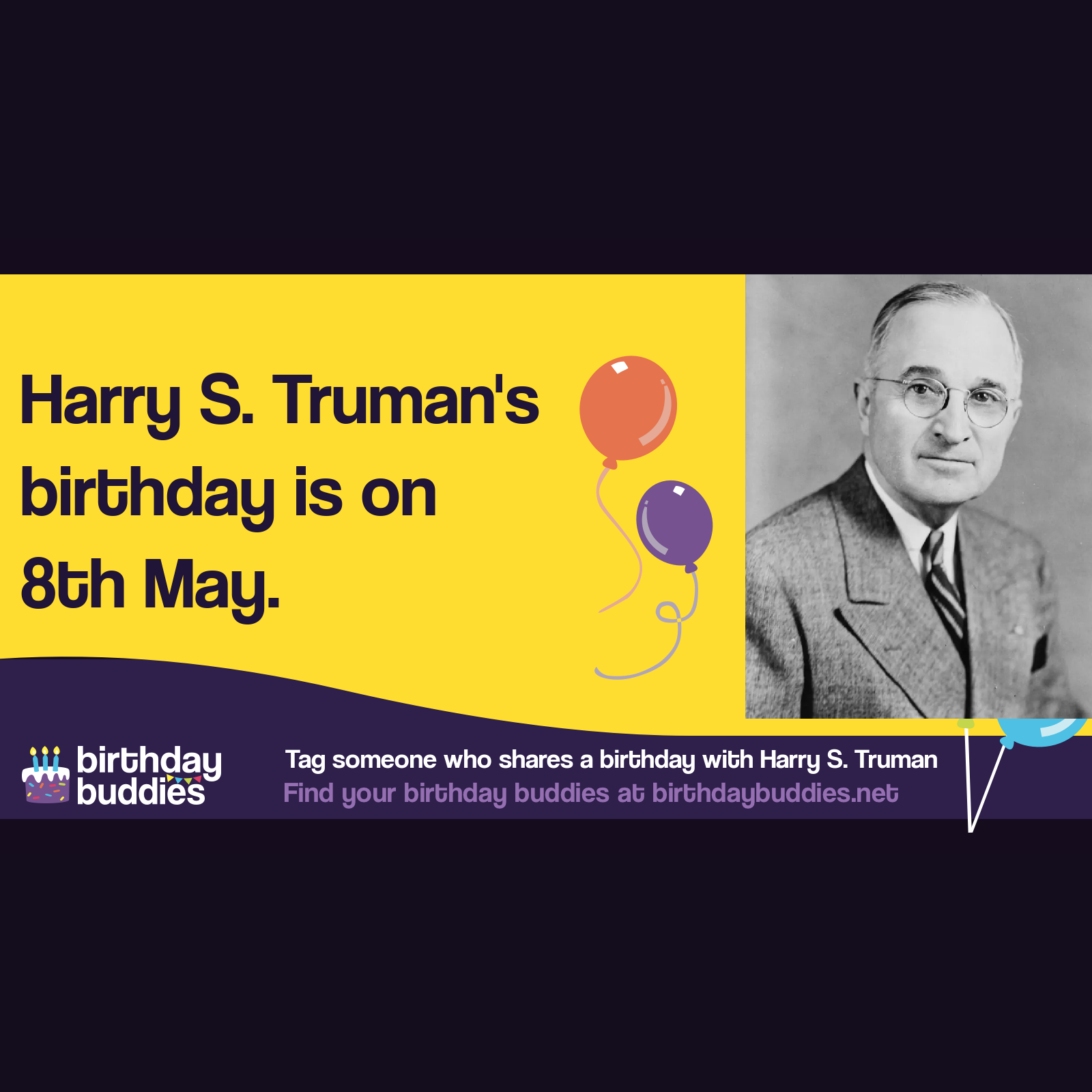 Harry S. Truman’s birthday was 8th May 1884