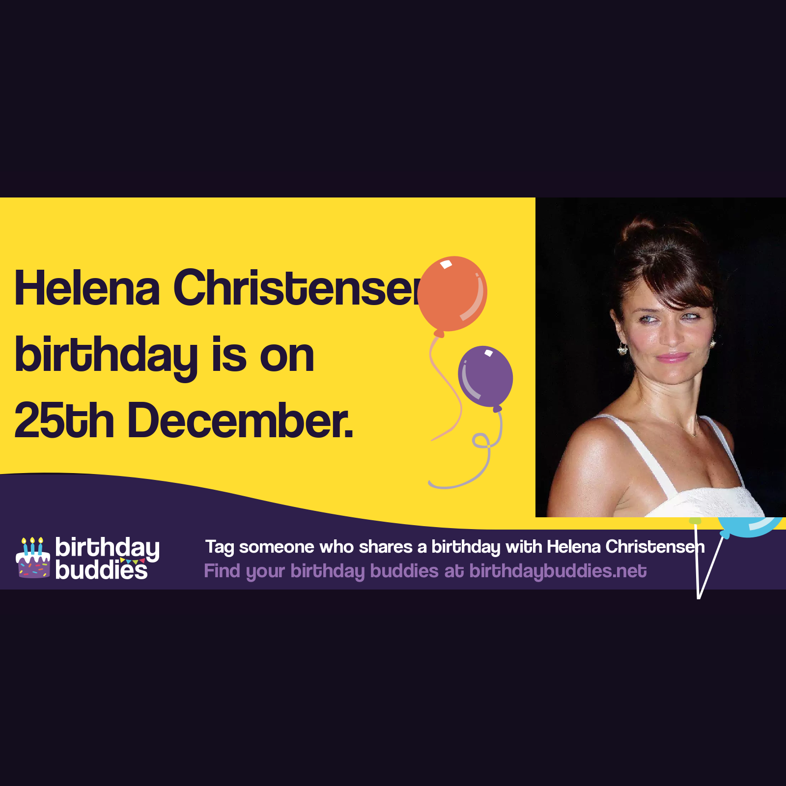 Helena Christensen’s birthday is 25th December 1968
