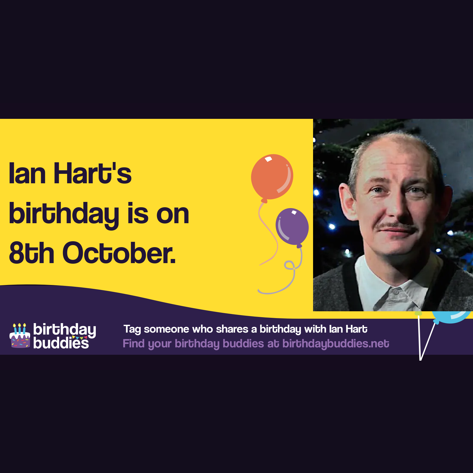 Ian Hart's birthday is 8th October 1964