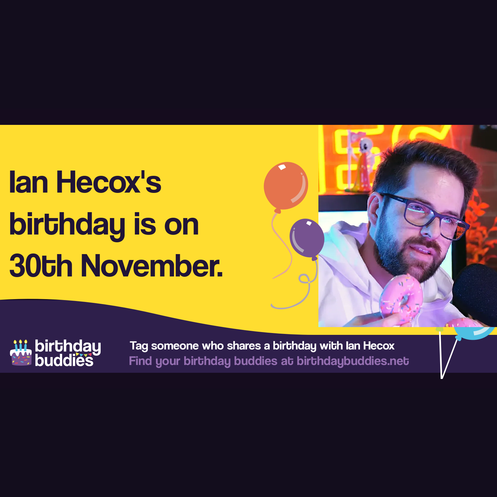 Ian Hecox's birthday is 30th November 1987