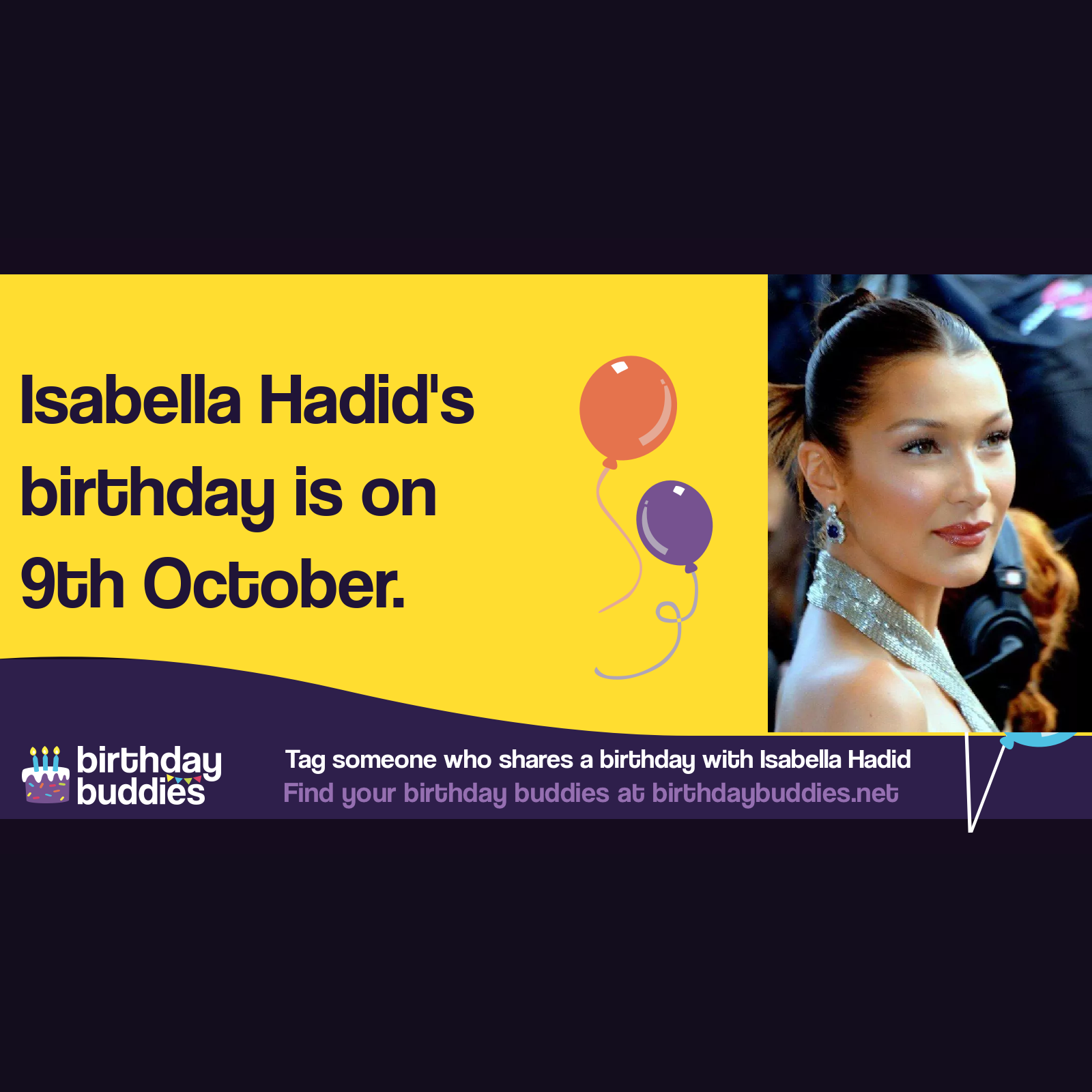 Isabella Hadid’s birthday is 9th October 1996