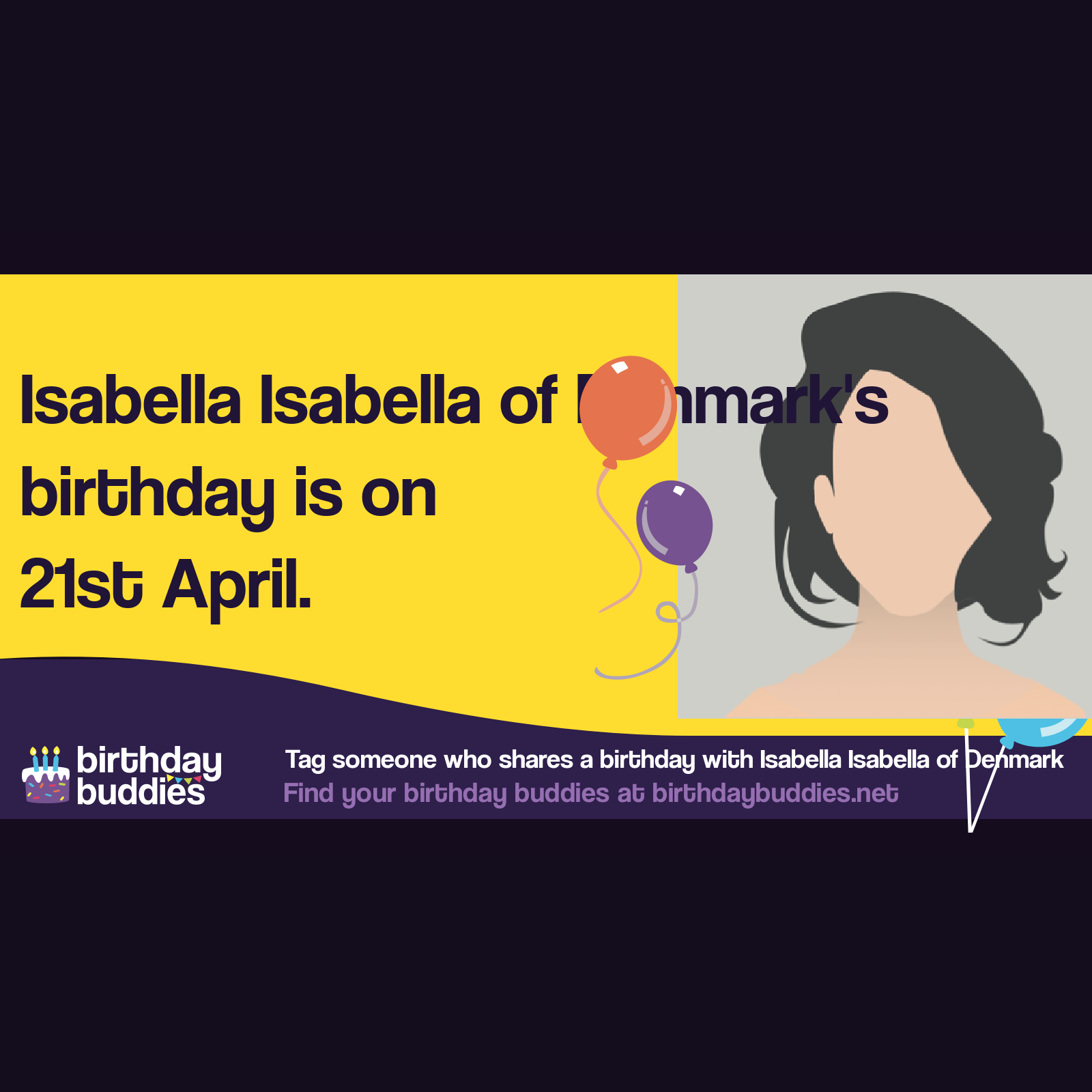 Isabella Isabella of Denmark’s birthday is 21st April 2007